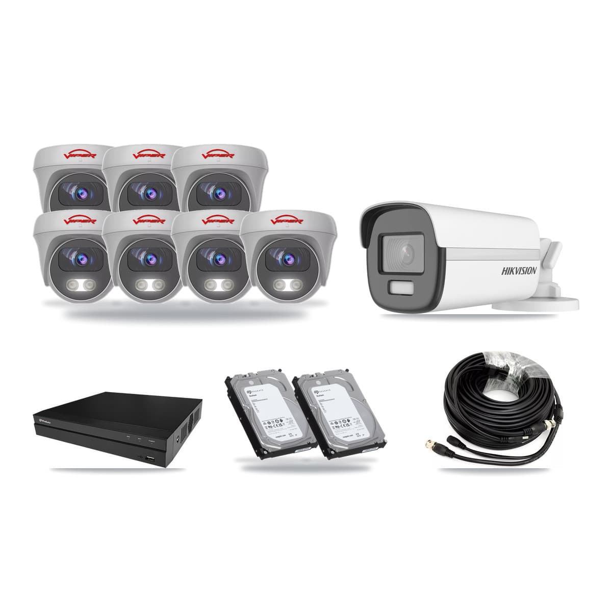 8-Channel 5MP – 4K CCTV Kit — 1 4K Bullet + 7 5MP Cameras + 2× 6TB Recording - Image 1