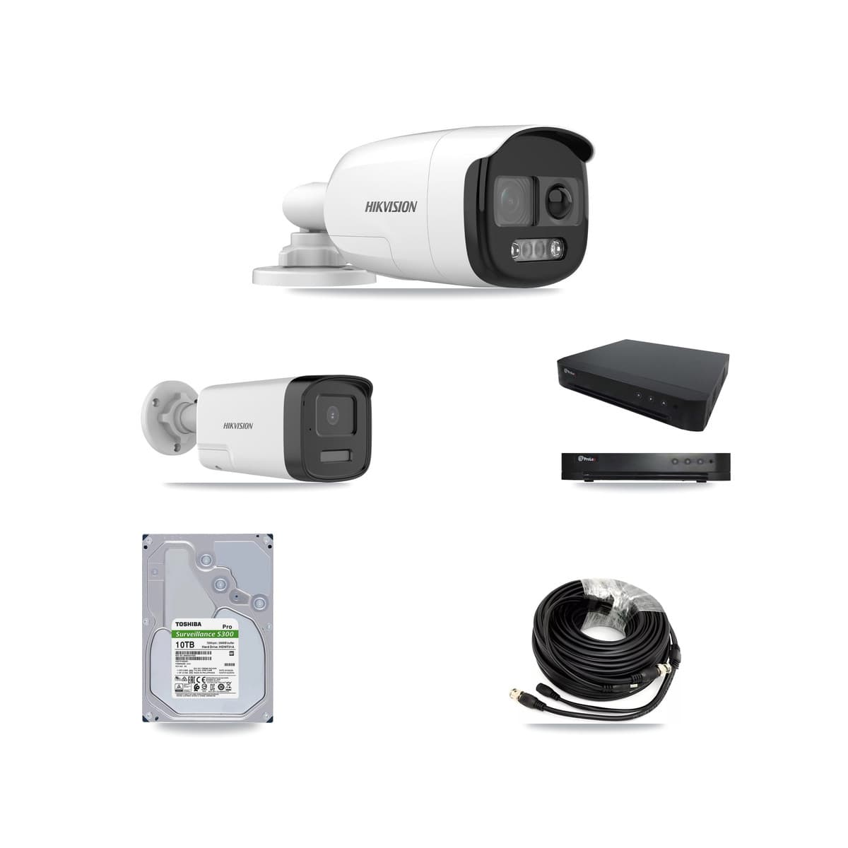 Hikvision & Prolux 16-Channel 5MP CCTV Kit — 7 DS-2CE12KF3T + 1 DS-2CE17K0T Bullet Cameras + 10TB Recording