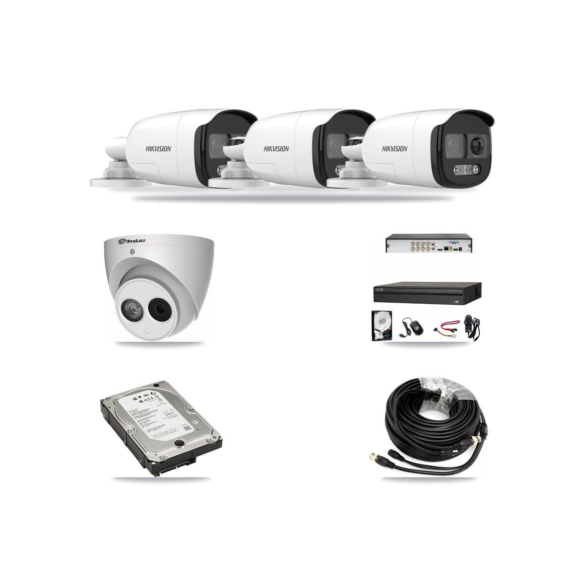 8-Channel 4MP – 5MP CCTV Kit — 3 DS-2CE12KF3T 5MP Bullet + 1 PXC-612C4W-A 4MP Turret Cameras + 5TB Recording (XVR-3108AD Recorder) - Image 1