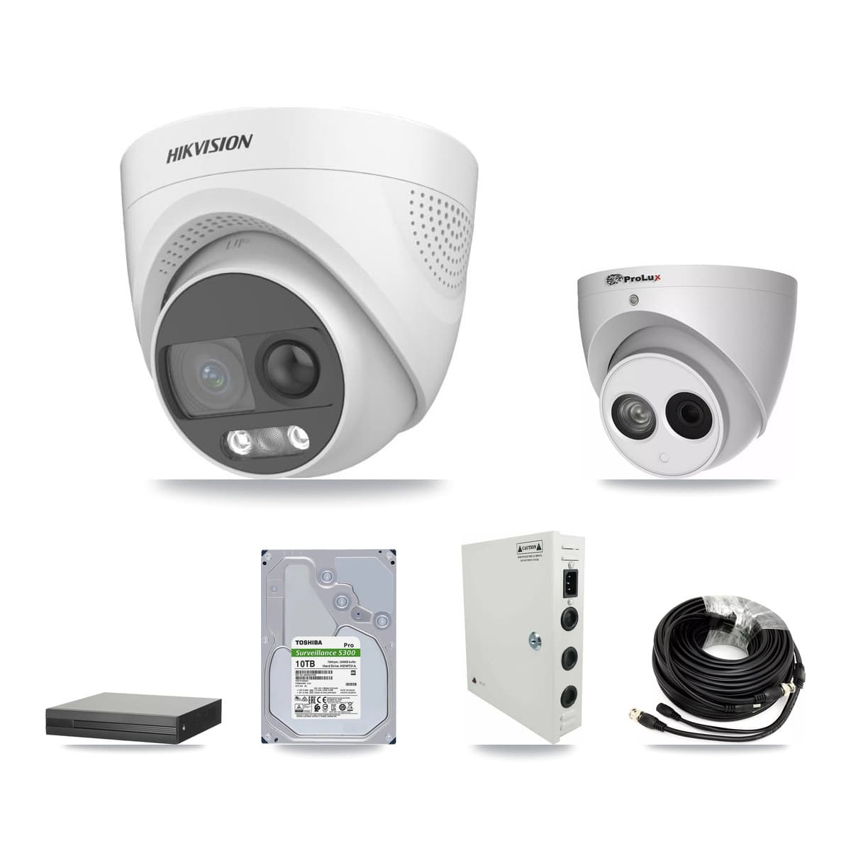 Hikvision & Prolux 16-Channel 4MP – 5MP CCTV Kit — 15 DS-2CE72KF3T 5MP + 1 PXC-612C4W-A 4MP Turret Cameras + 10TB Recording (XVR-3116HS Recorder)