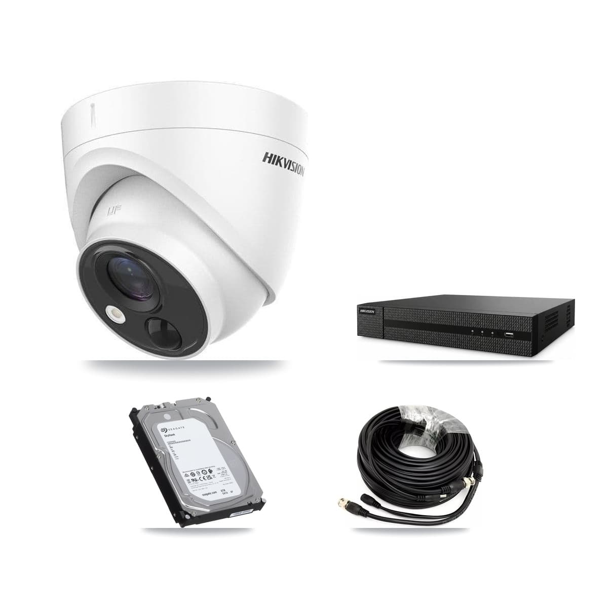 Hikvision 8-Channel 5MP CCTV Kit — 4 DS-2CE71H0T Turret Cameras + 6TB Recording (DVR-8CH Recorder)