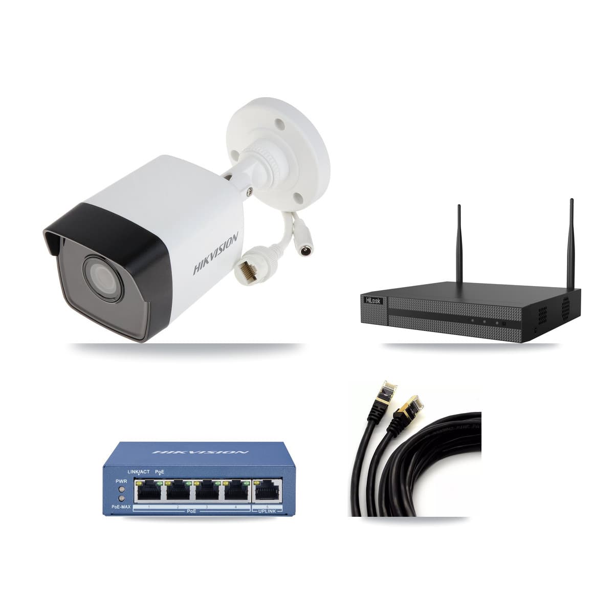 Hikvision & HiLook 4-Channel 5MP CCTV Kit — 1 Bullet + 1 Dome Cameras + 3TB Recording
