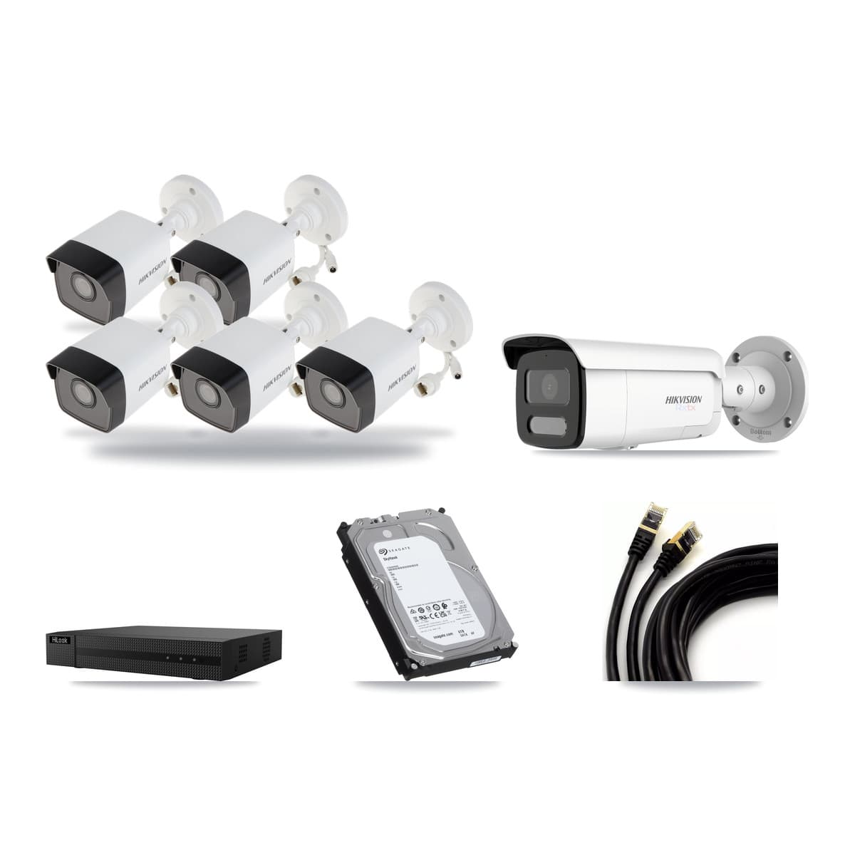Hikvision & HiLook 8-Channel 5MP – 4K CCTV Kit — 5 5MP + 1 4K Bullet Cameras + 6TB Recording - Image 1