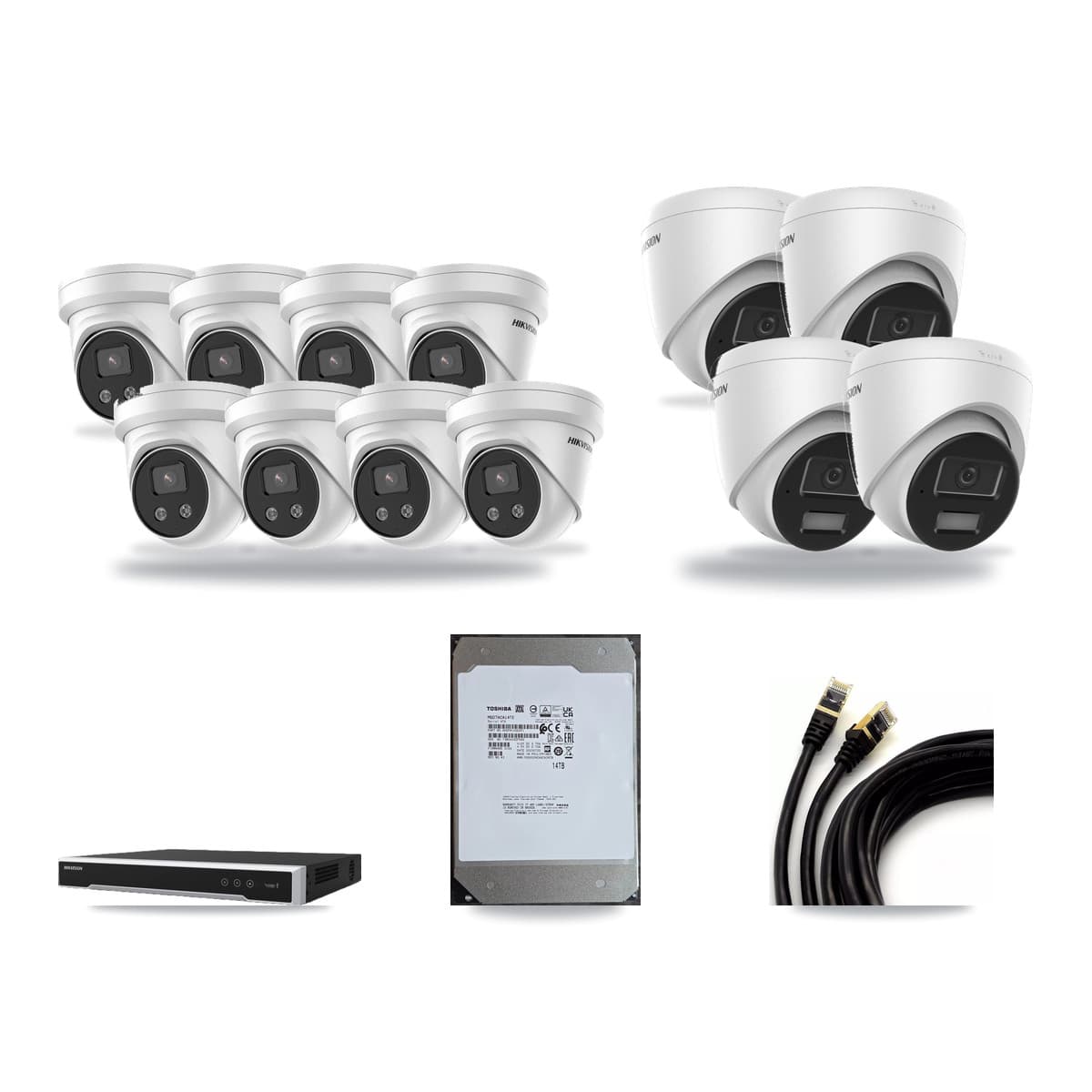 Hikvision 16-Channel 4MP – 5MP CCTV Kit — 4 4MP + 8 5MP Turret Cameras + 14TB Recording (DS-7616NI-M2 Recorder) - Image 1