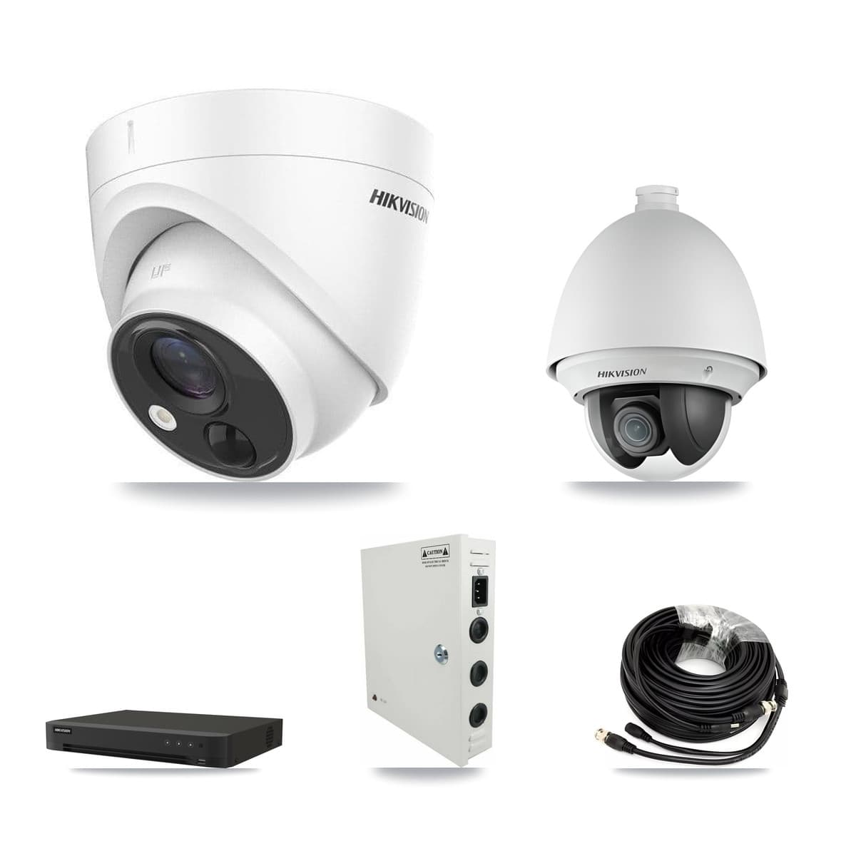 Hikvision 16-Channel 2MP – 5MP CCTV Kit — 1 DS-2AE4225T 2MP PTZ + 6 DS-2CE71H0T 5MP Turret Cameras + 8TB Recording