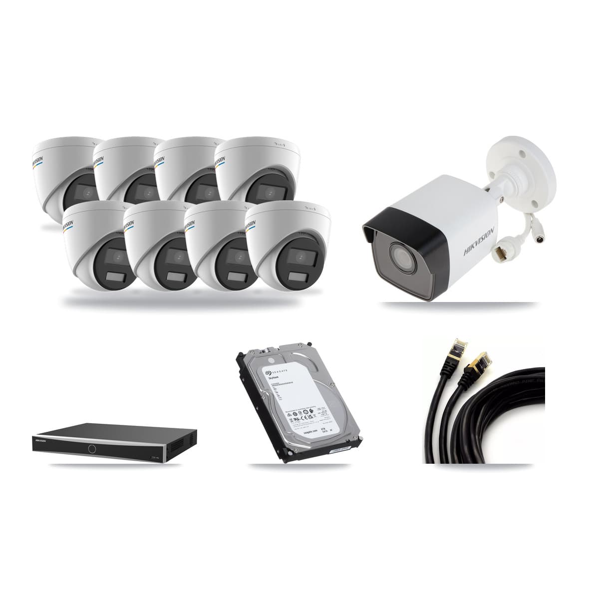 Hikvision 16-Channel 2MP – 5MP CCTV Kit — 1 5MP Bullet + 8 2MP Turret Cameras + 6TB Recording (DS-7616NXI Recorder) - Image 1