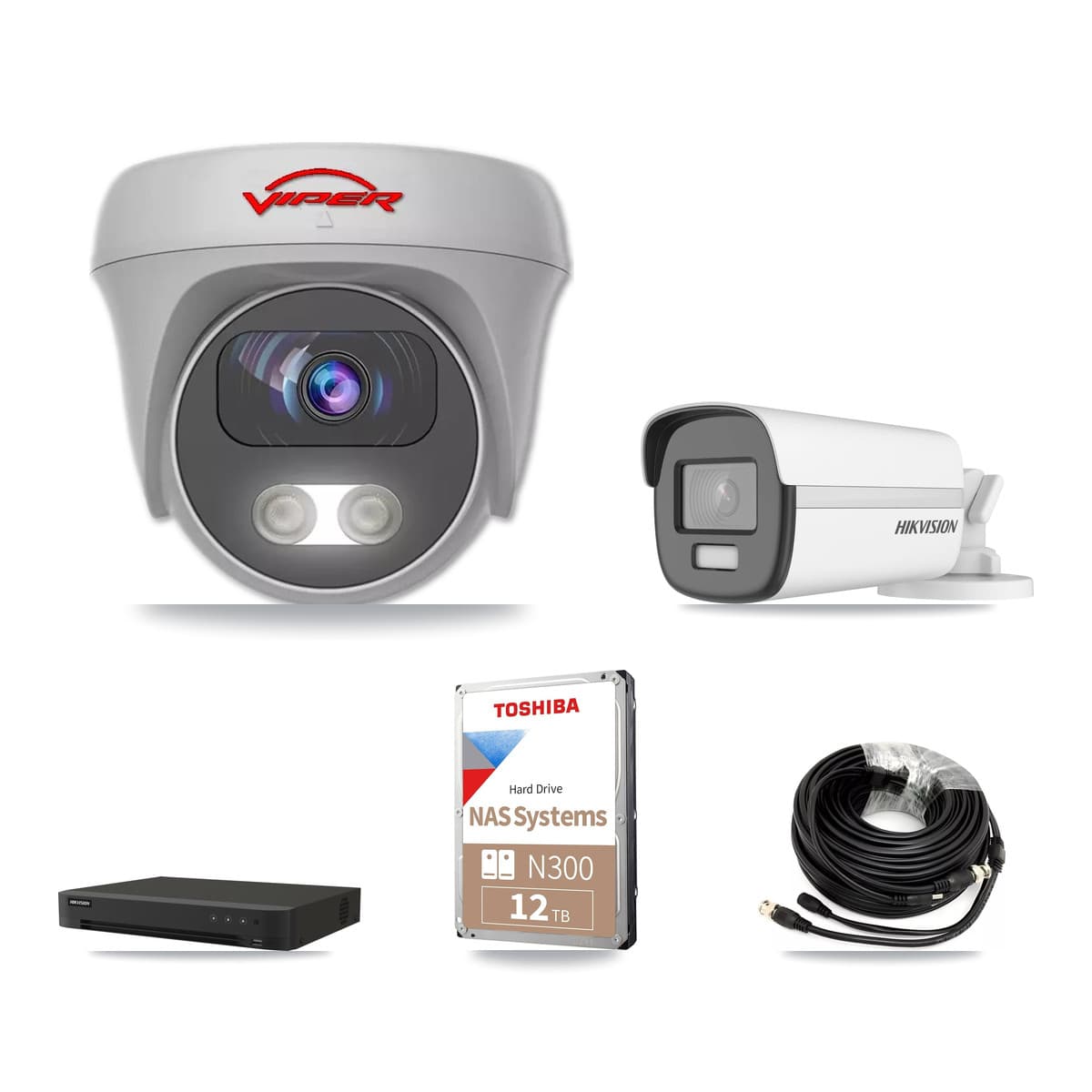 Hikvision & Viper 8-Channel 5MP – 4K CCTV Kit — 2 4K Bullet + 5 5MP Cameras + 12TB Recording - Image 1