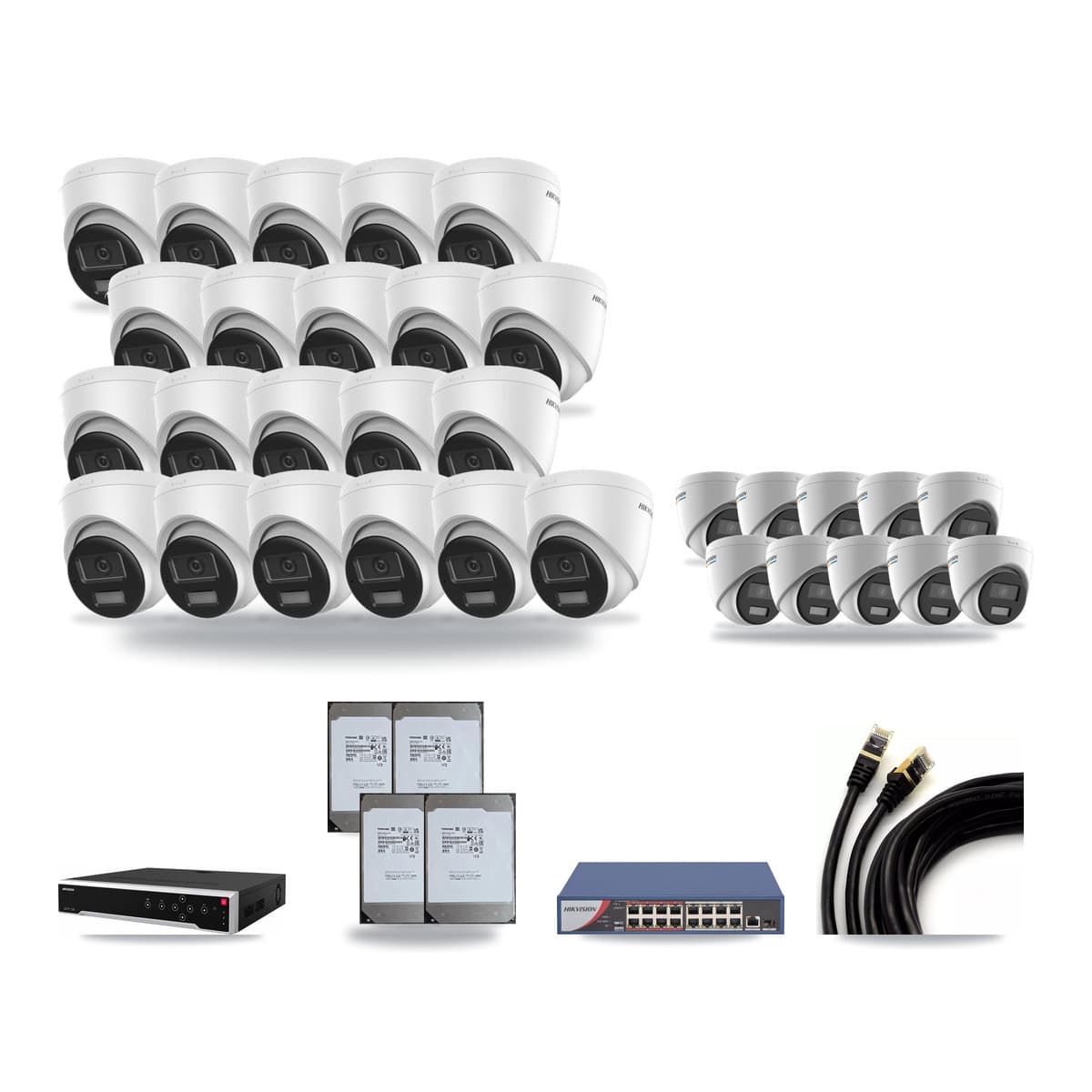 Hikvision 32-Channel 2MP – 4K CCTV Kit — 10 2MP + 21 4K Turret Cameras + 4× 14TB Recording - Image 1