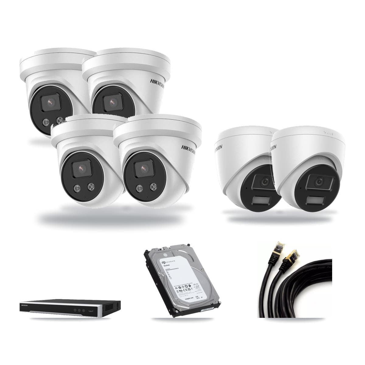 Hikvision 8-Channel 4MP – 5MP CCTV Kit — 2 4MP + 4 5MP Turret Cameras + 6TB Recording (DS-7608NI-M2 Recorder) - Image 1