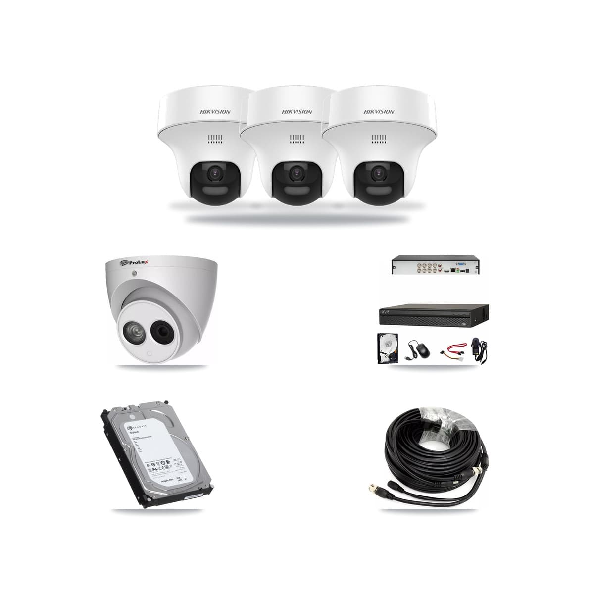 8-Channel 4MP – 5MP CCTV Kit — 3 DS-2CE70K0T 5MP + 1 PXC-612C4W-A 4MP Turret Cameras + 6TB Recording - Image 1