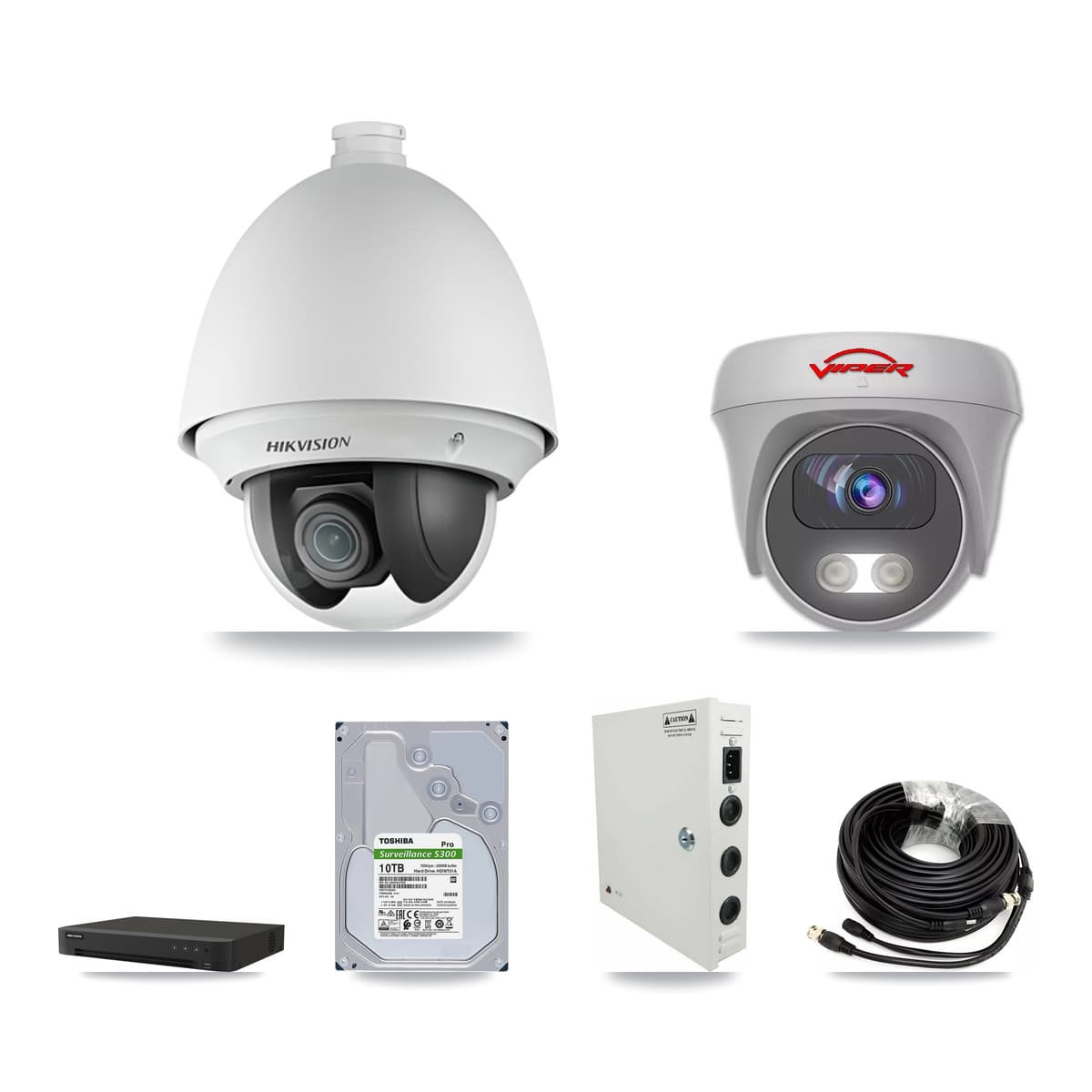 Hikvision & Viper 16-Channel 2MP – 5MP CCTV Kit — 13 2MP PTZ + 1 White 5MP Cameras + 10TB Recording (IDS-7216HQHI Recorder) - Image 1