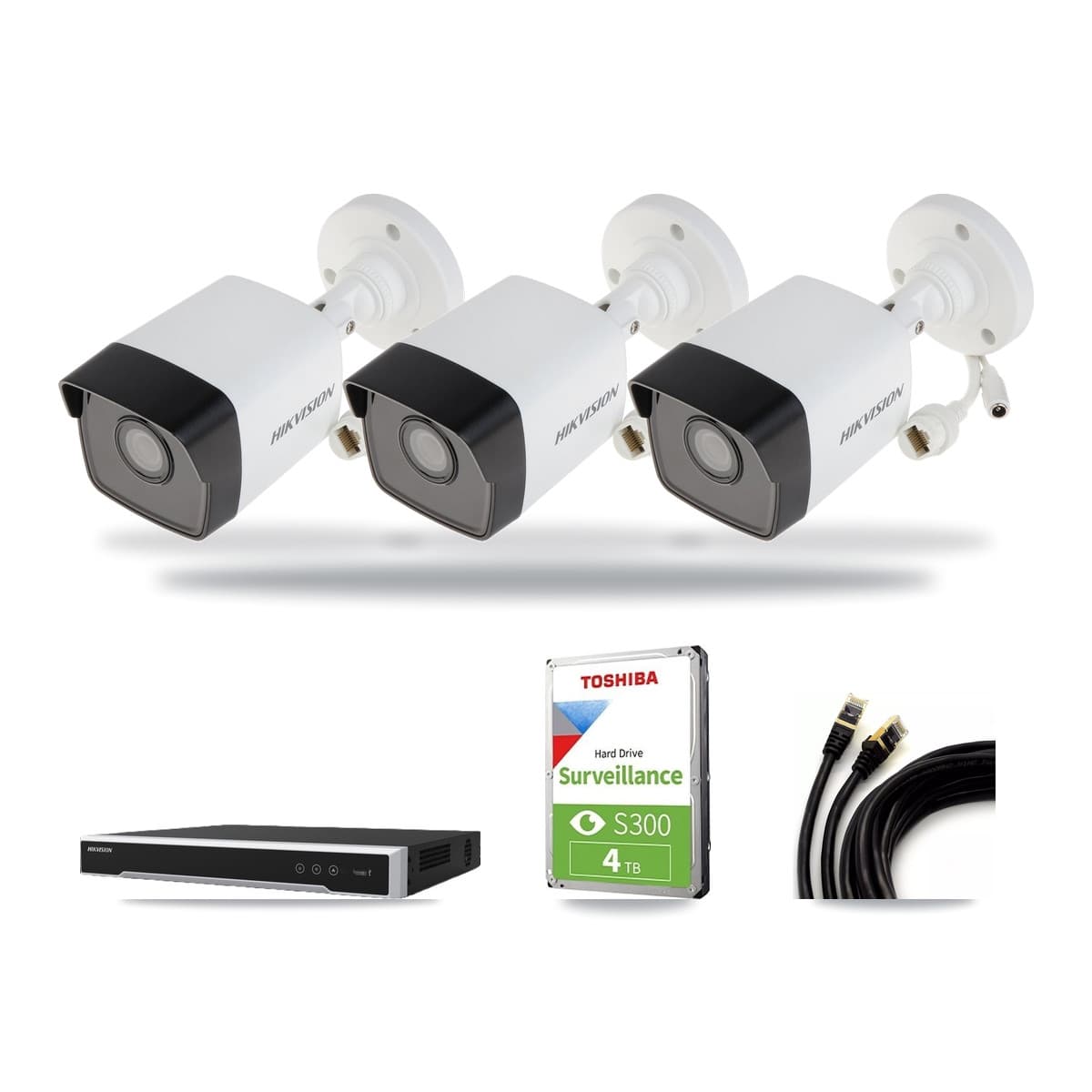 Hikvision 8-Channel 5MP CCTV Kit — 3 Bullet Cameras + 4TB Recording (DS-7608NI-M2 Recorder) - Image 1