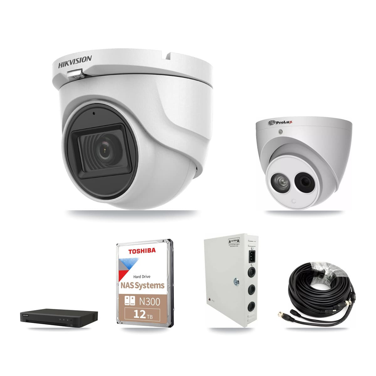 Hikvision & Prolux 16-Channel 4MP – 5MP CCTV Kit — 8 5MP + 8 4MP Turret Cameras + 12TB Recording - Image 1