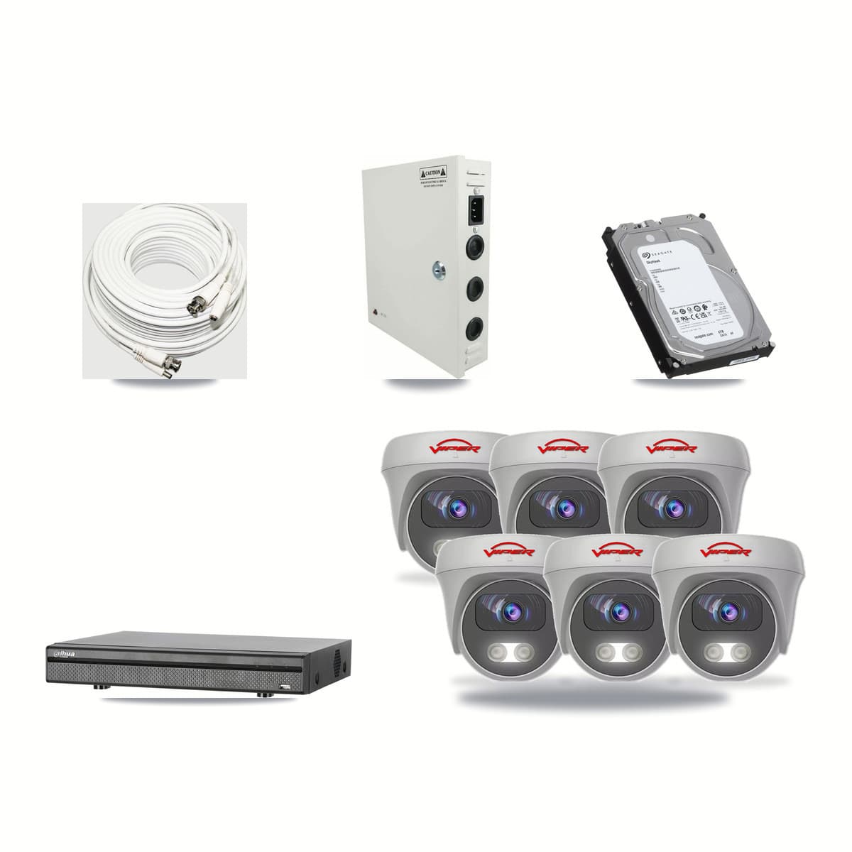 Dahua 8-channel CCTV kit: 6 cameras (6× 5MP Camera), 6TB hard drive