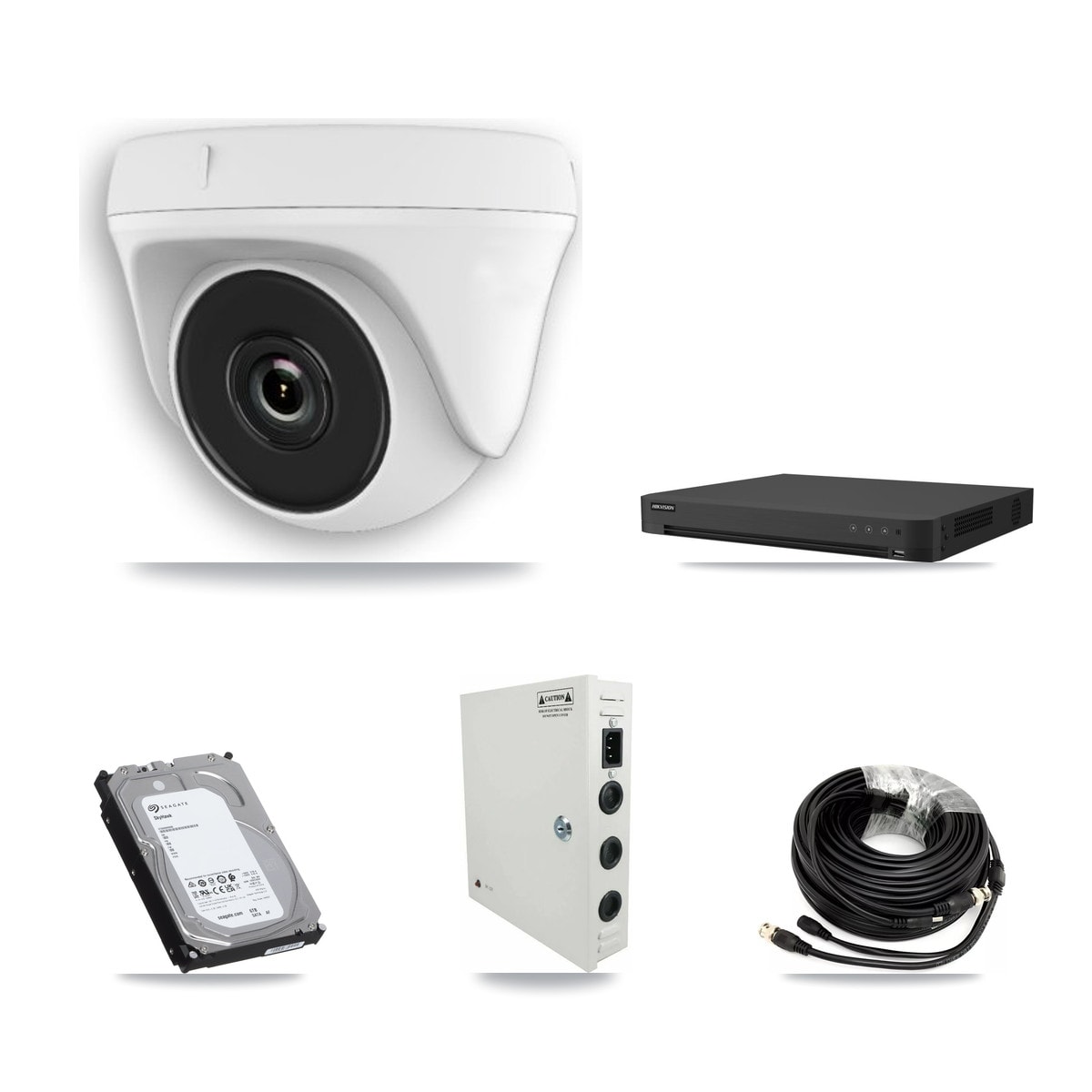 Hikvision 16-Channel 2MP CCTV Kit — 12 White Dome Cameras + 6TB Recording (IDS-7216HUHI Recorder)