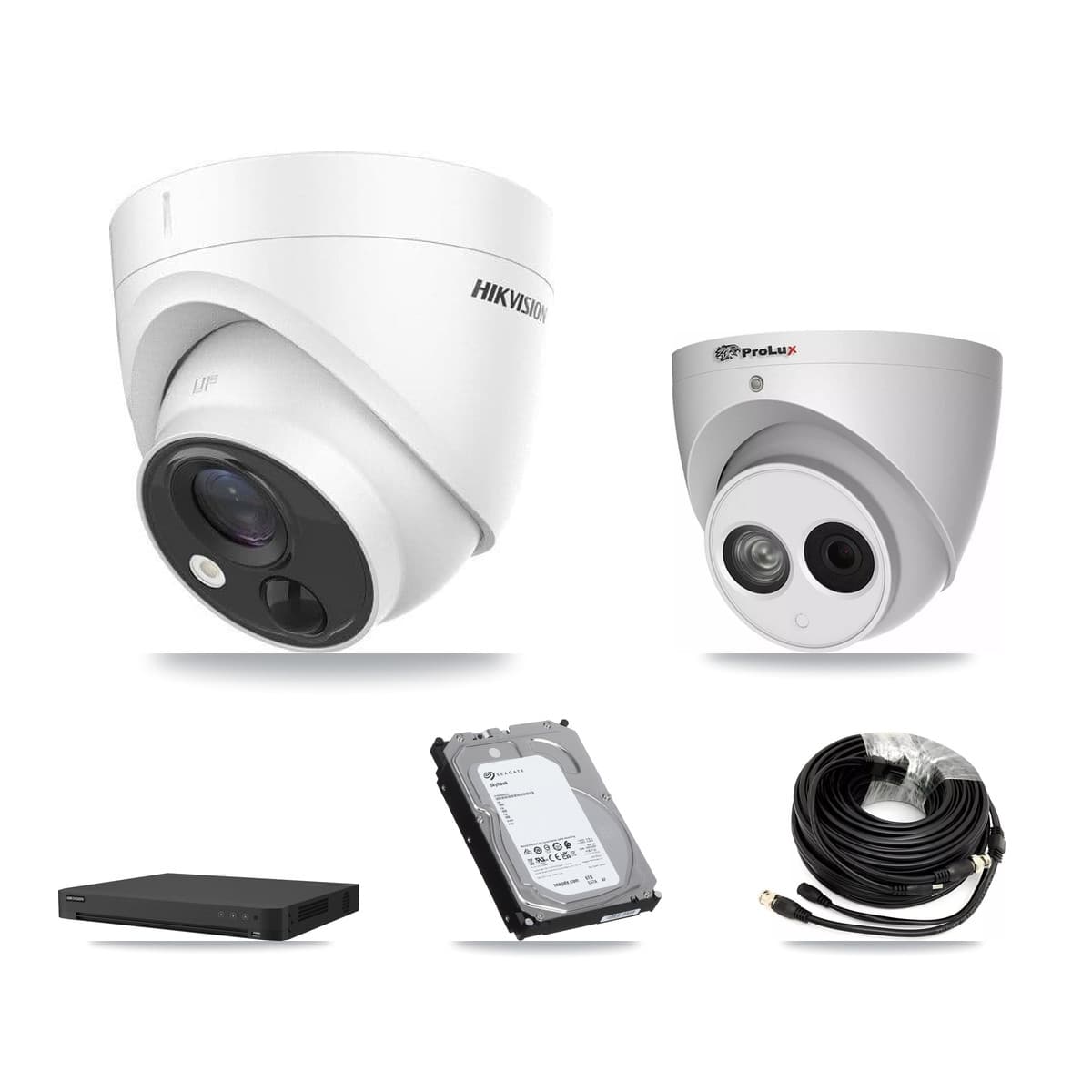 Hikvision & Prolux 16-Channel 4MP – 5MP CCTV Kit — 5 DS-2CE71H0T 5MP + 1 PXC-612C4W-A 4MP Turret Cameras + 6TB Recording