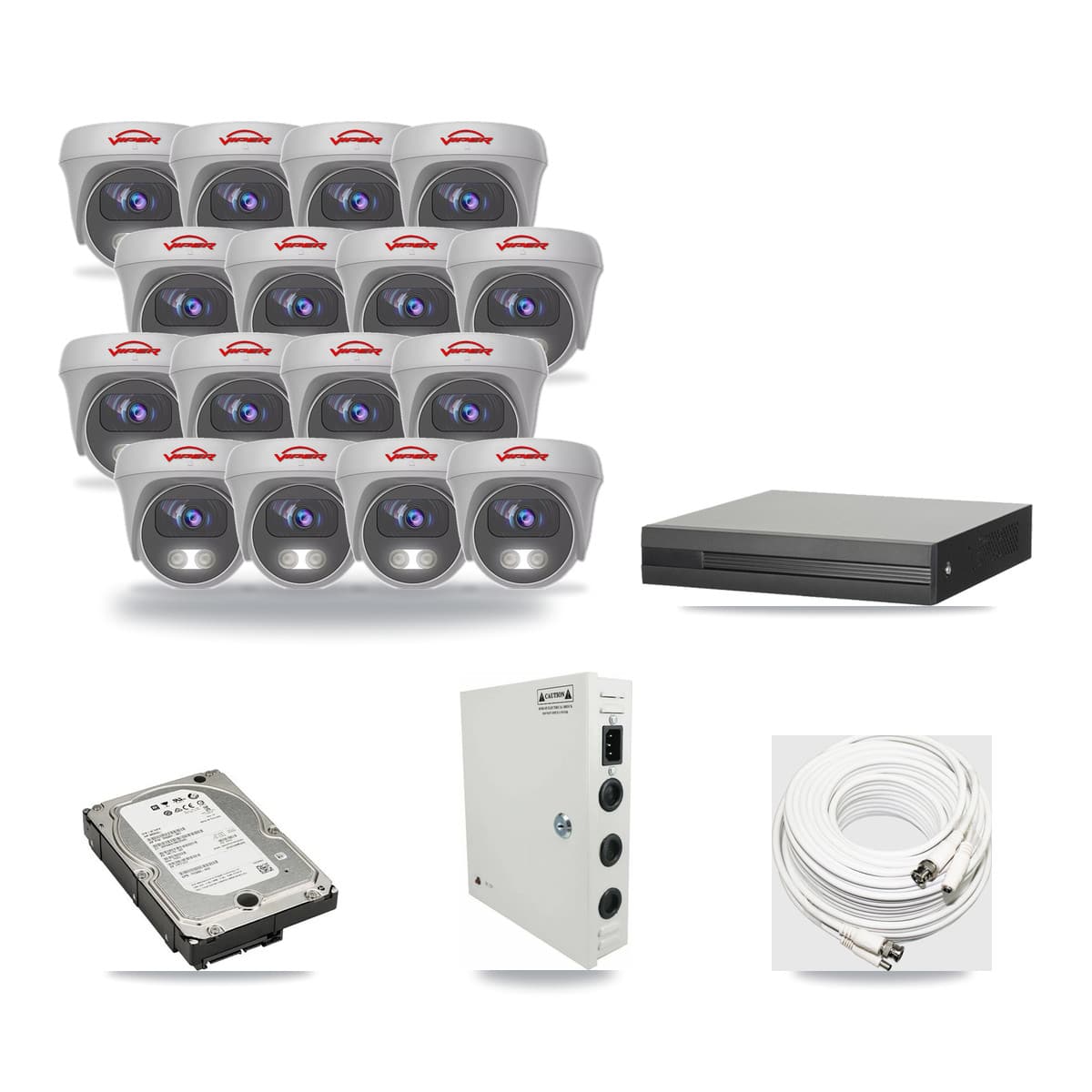 16-Channel 5MP CCTV Kit — 16 Viper Cameras + 5TB Recording - Image 1
