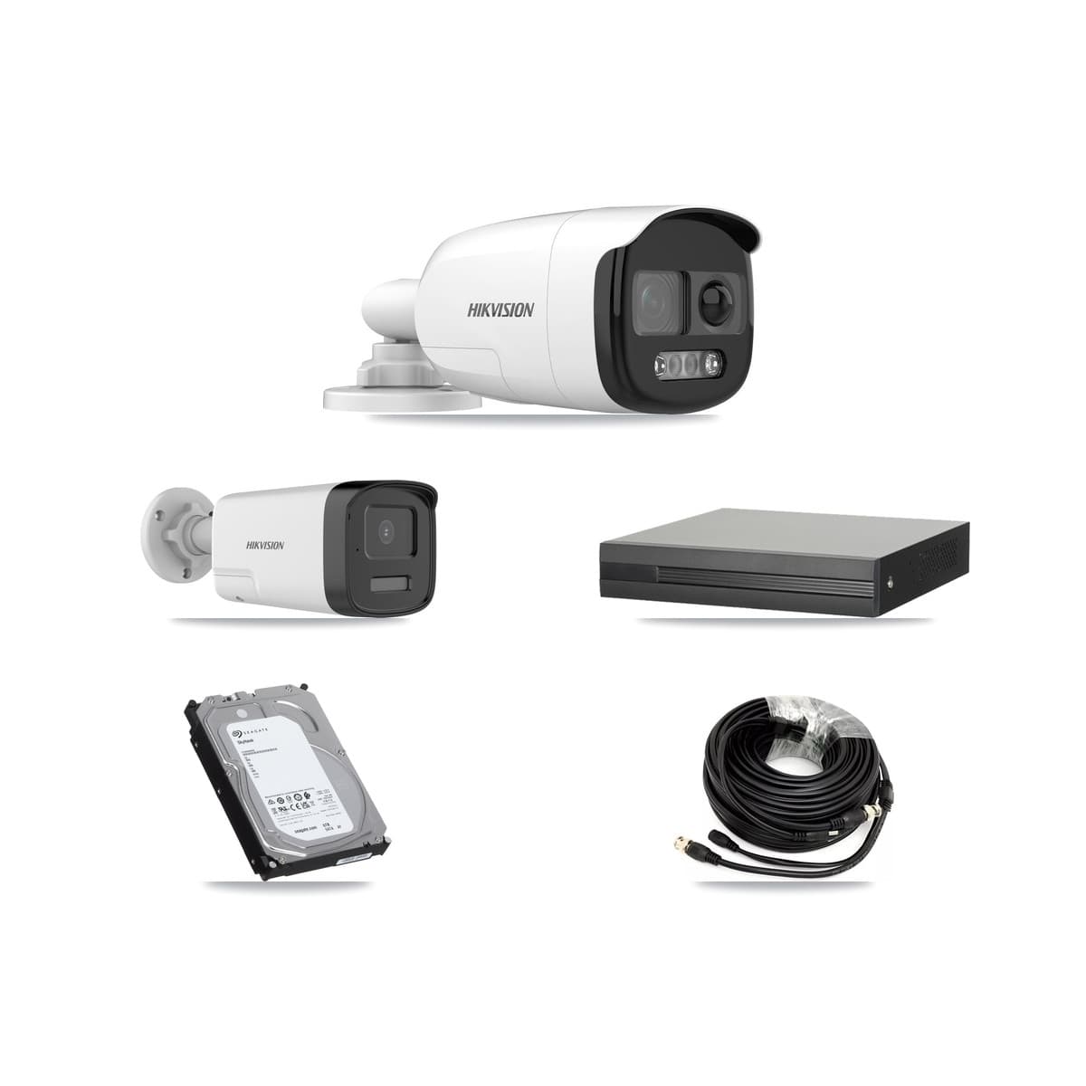 Hikvision 4-Channel 5MP CCTV Kit — 3 DS-2CE12KF3T + 1 DS-2CE17K0T Bullet Cameras + 6TB Recording (XVR-3104HS Recorder)
