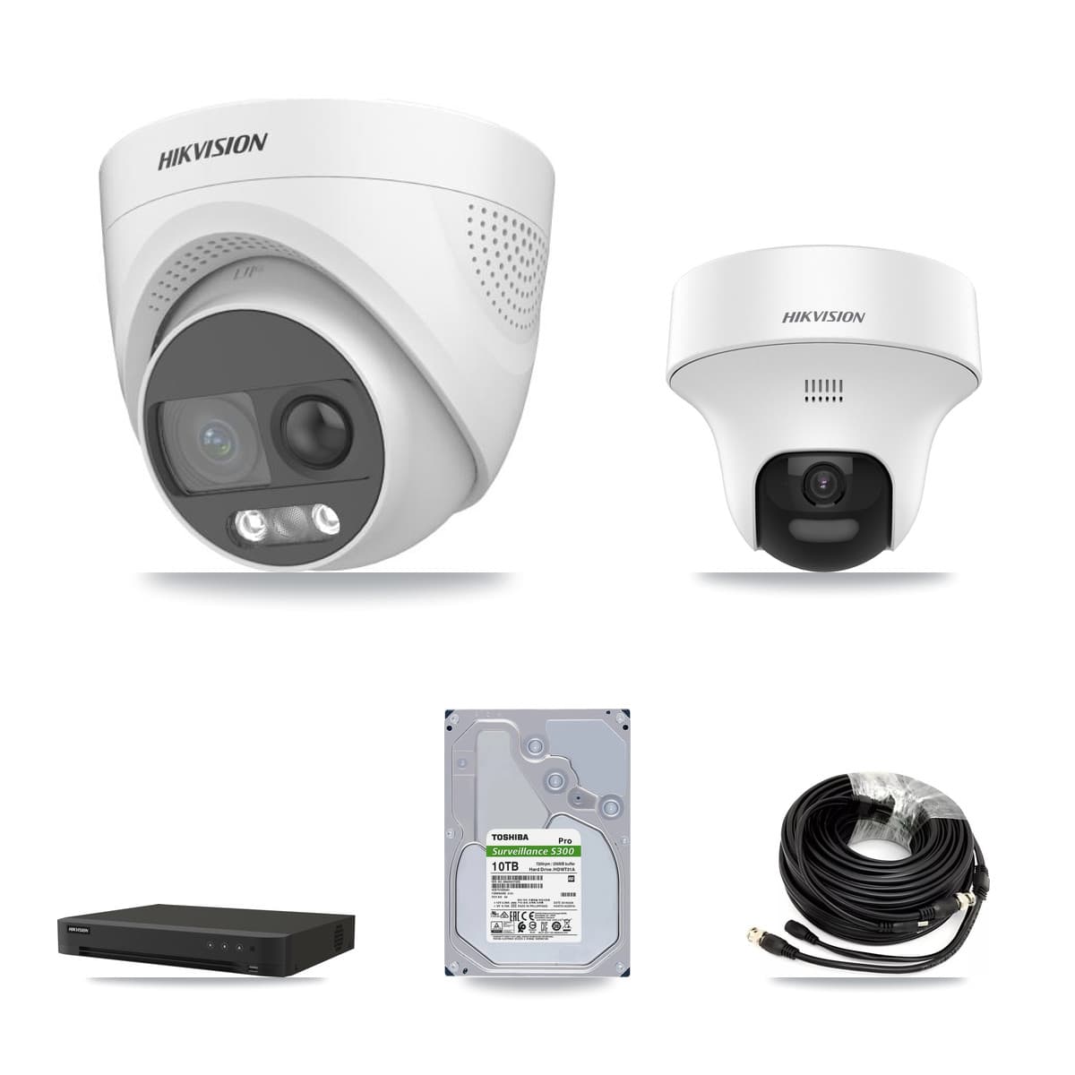 Hikvision 16-Channel 5MP CCTV Kit — 2 DS-2CE70K0T + 6 DS-2CE72KF3T Turret Cameras + 10TB Recording