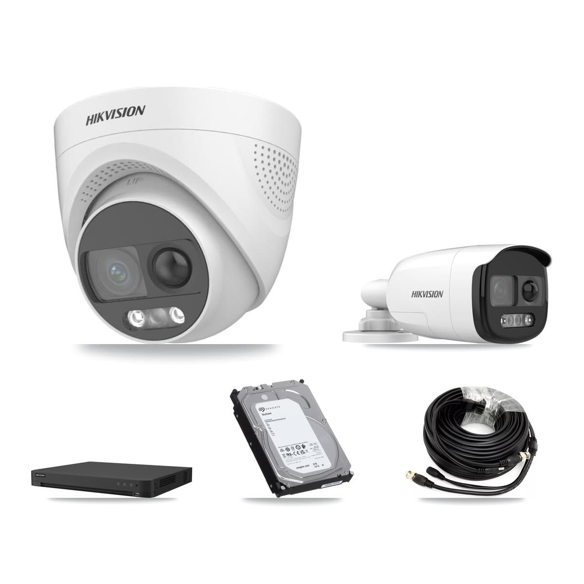 Hikvision 16-Channel 5MP CCTV Kit — 1 DS-2CE12KF3T Bullet + 3 DS-2CE72KF3T Turret Cameras + 6TB Recording (IDS-7216HUHI Recorder)