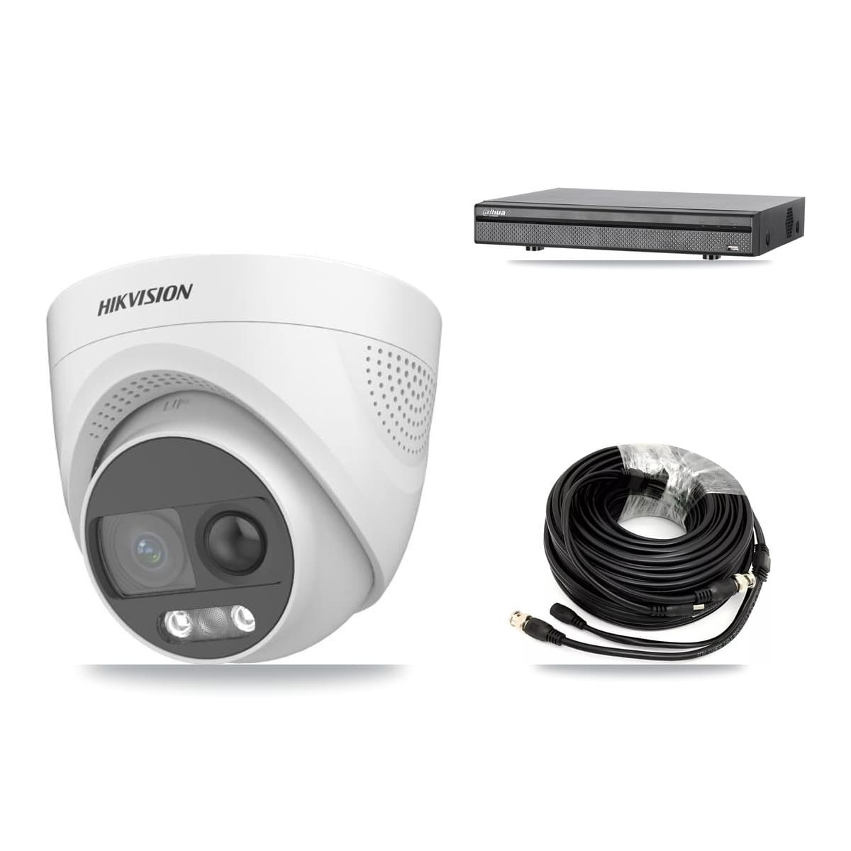 Hikvision & Dahua 8-Channel 5MP CCTV Kit — 6 DS-2CE72KF3T Turret Cameras + 8TB Recording (DH-XVR5108H Recorder)