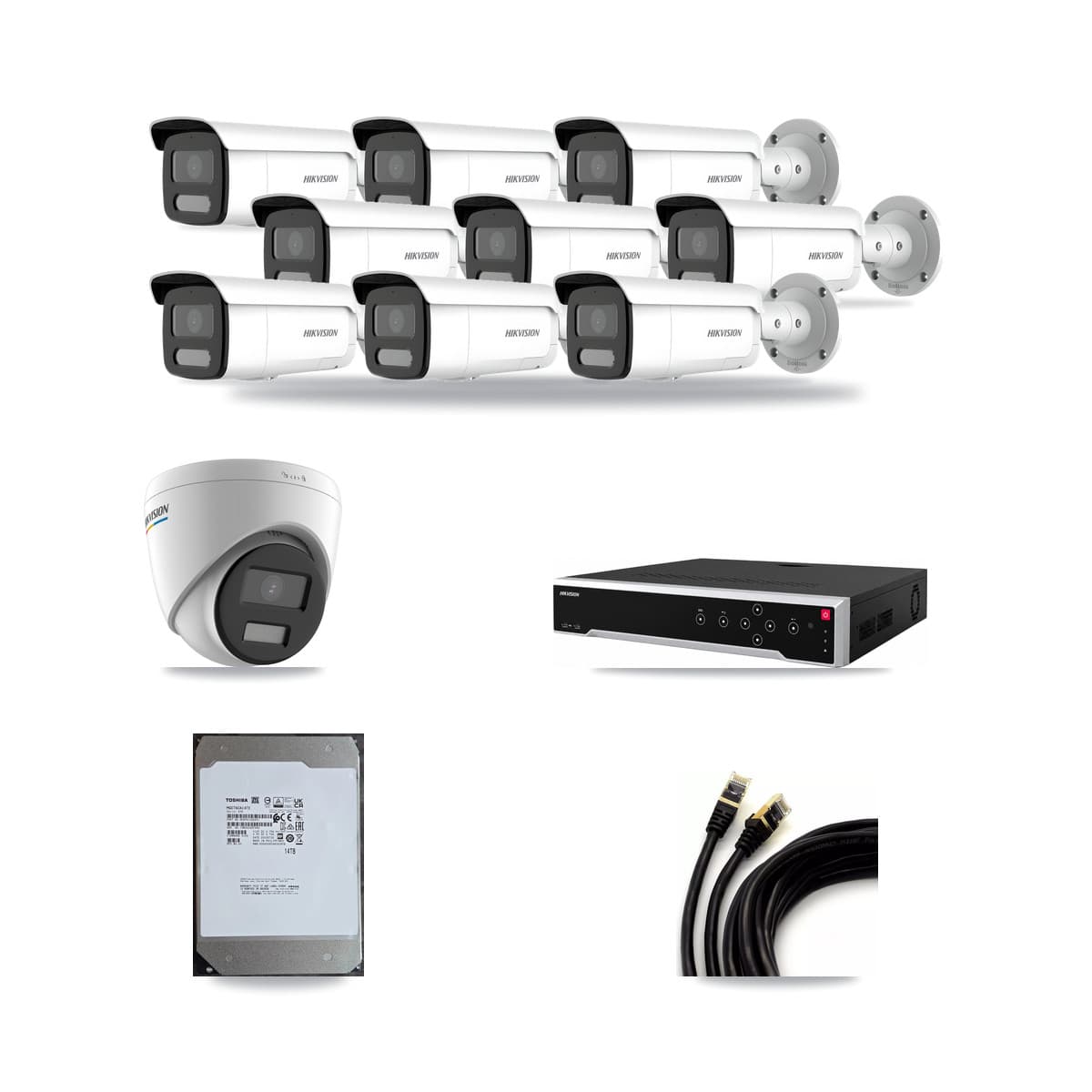 Hikvision 32-Channel 2MP – 4MP CCTV Kit — 1 2MP Turret + 9 4MP Bullet Cameras + 14TB Recording - Image 1