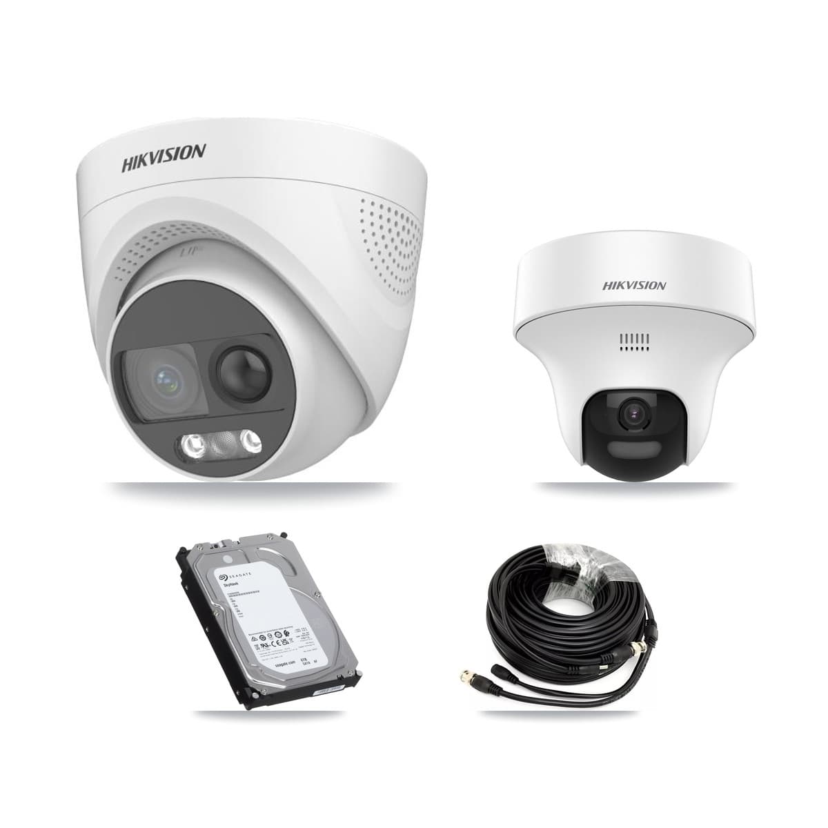 Hikvision 32-Channel 5MP CCTV Kit — 1 DS-2CE70K0T + 7 DS-2CE72KF3T Turret Cameras + 2× 6TB Recording
