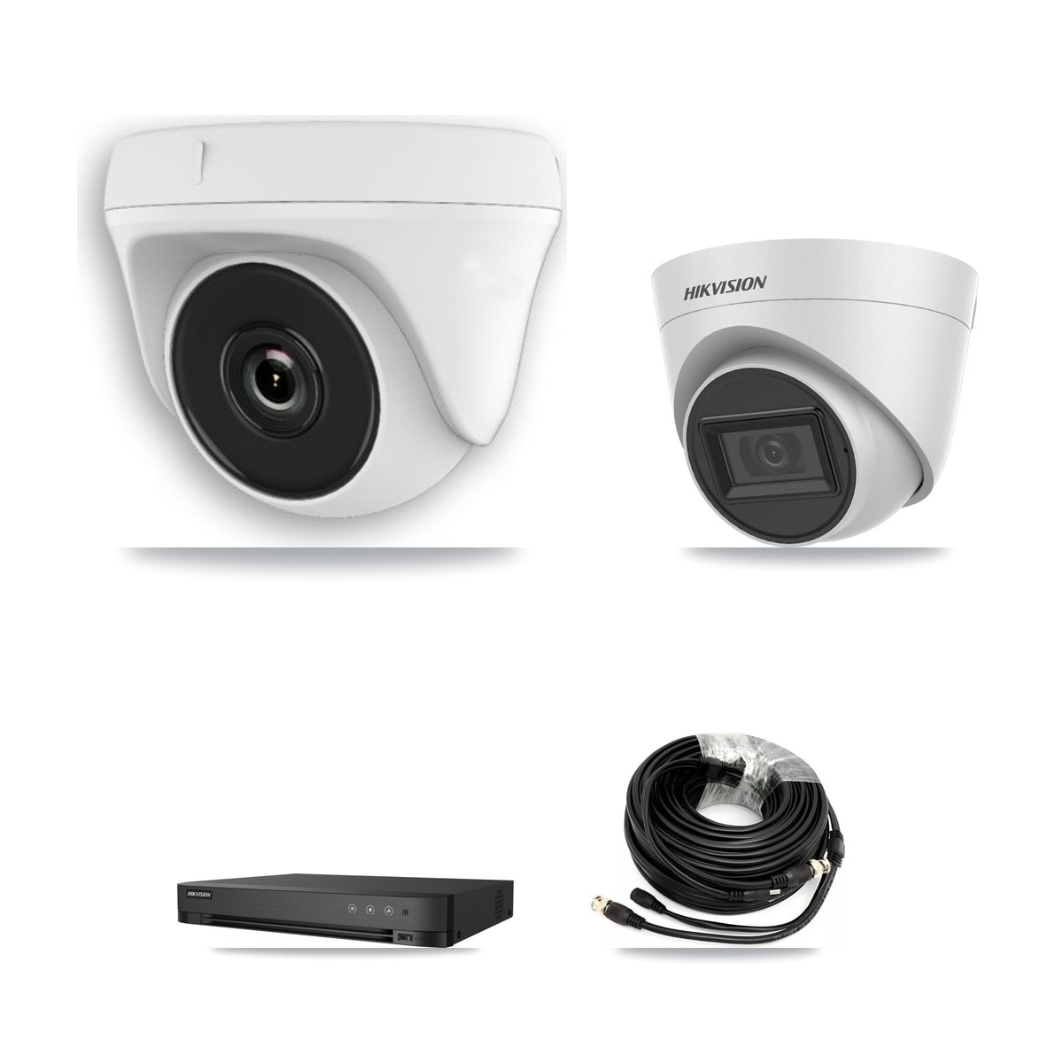 Hikvision 4-Channel 2MP – 5MP CCTV Kit — 1 White 5MP Turret + 3 White 2MP Dome Cameras + 3TB Recording (IDS-7204HQHI Recorder)