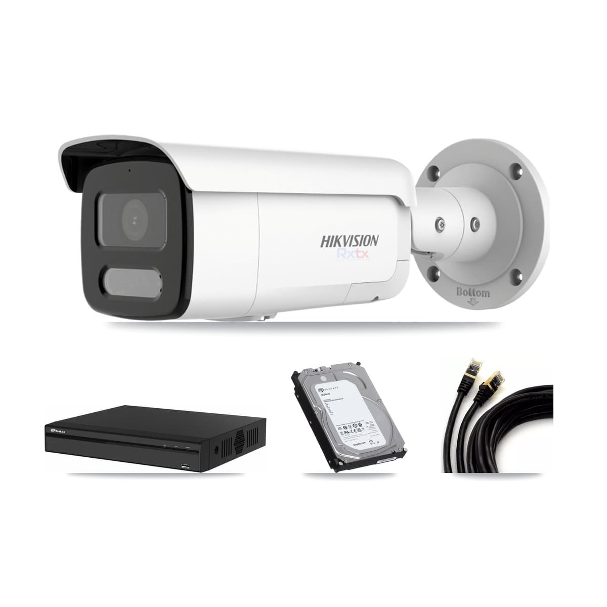 Hikvision & Prolux 4-Channel 4K CCTV Kit — 4 White Bullet Cameras + 6TB Recording