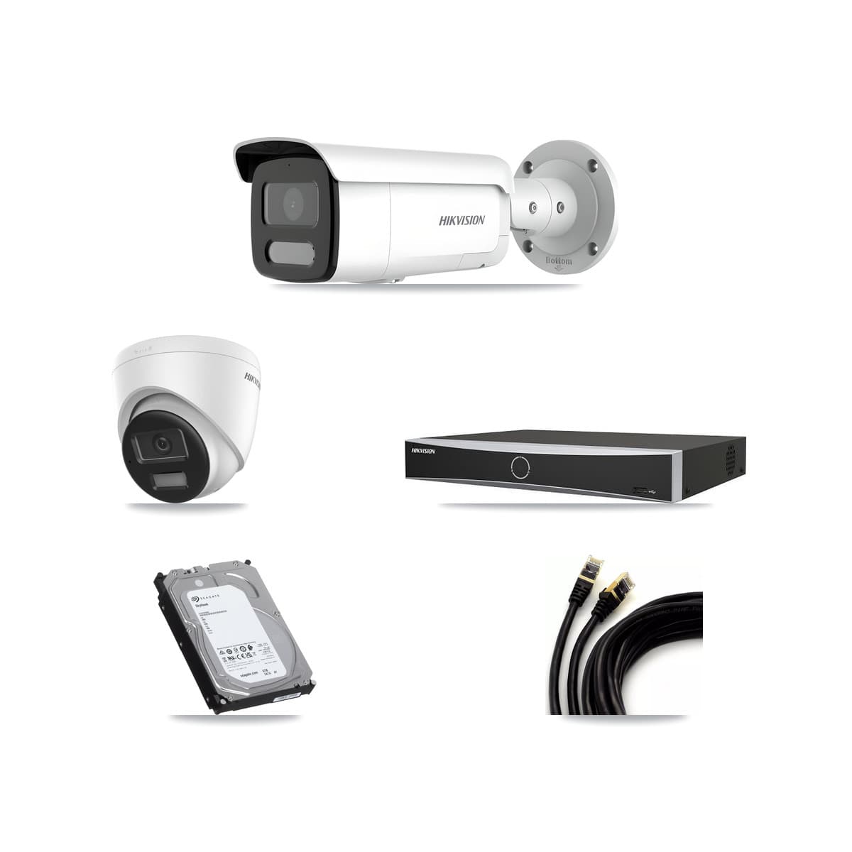 Hikvision 4-Channel 4MP – 4K CCTV Kit — 1 4K Turret + 3 4MP Bullet Cameras + 6TB Recording