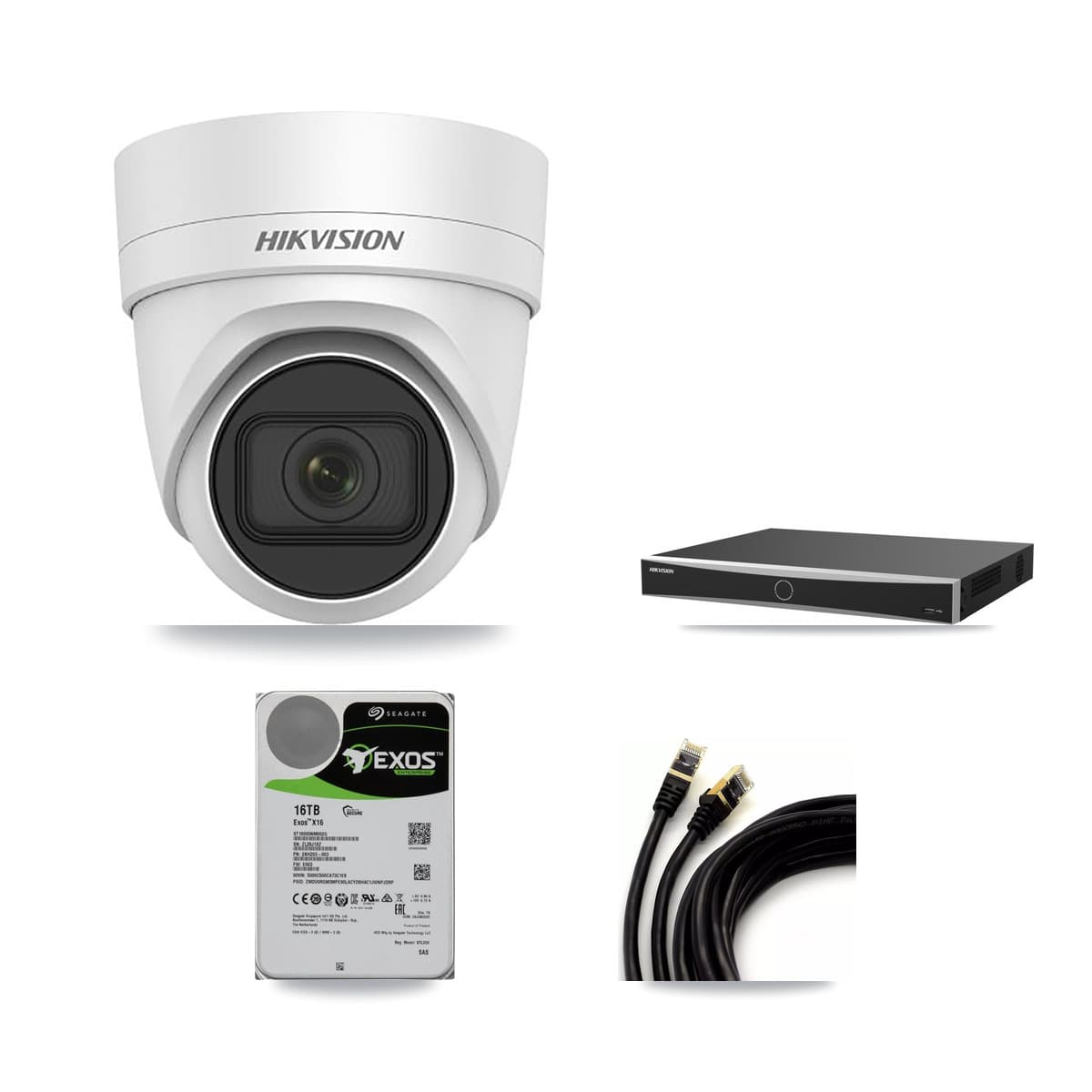 Hikvision 16-Channel 4K CCTV Kit — 6 DS-2CD2H83G0 Turret Cameras + 16TB Recording (DS-7616NXI Recorder)