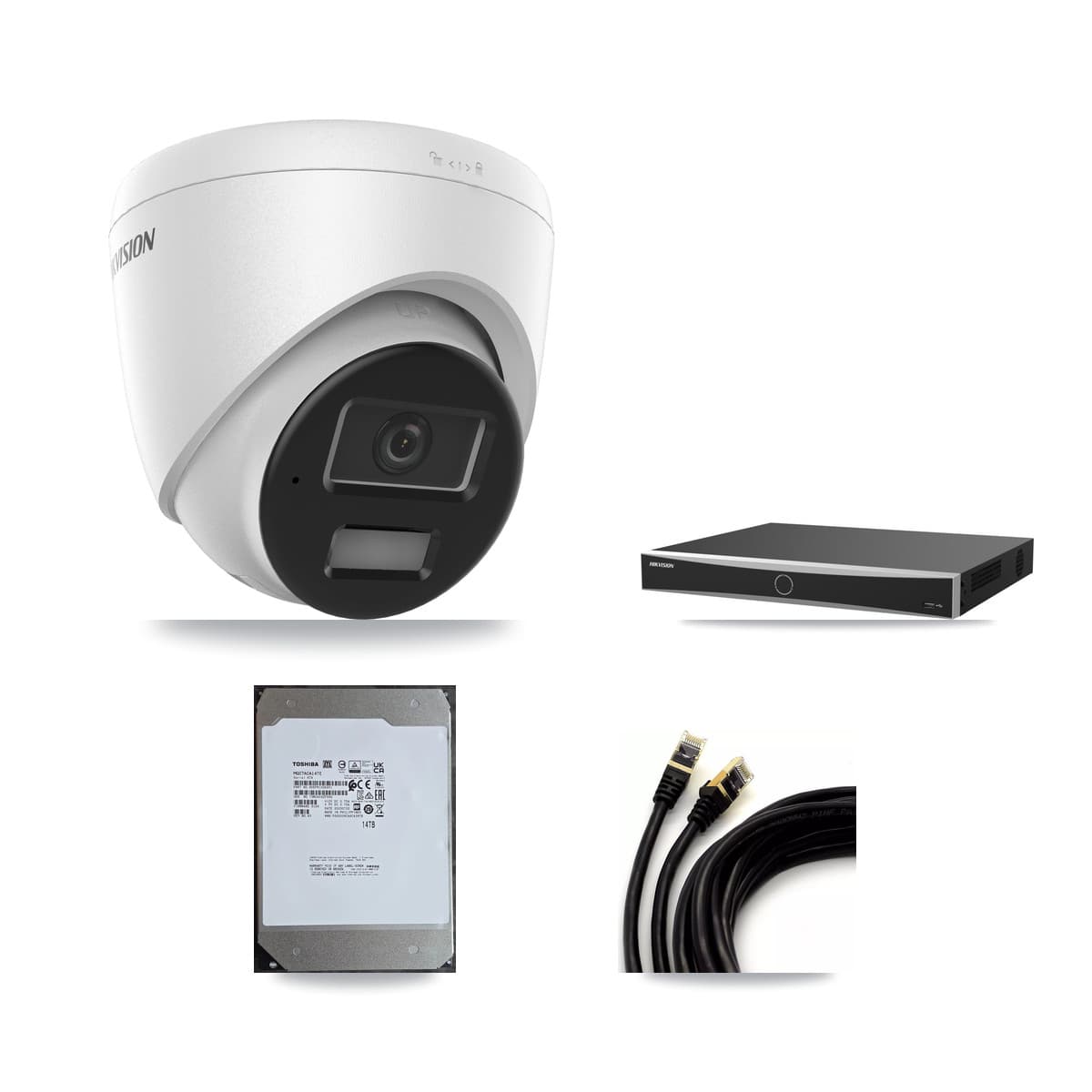 Hikvision 16-Channel 4MP CCTV Kit — 10 DS-2CD1343G2 Turret Cameras + 14TB Recording (DS-7616NXI Recorder)