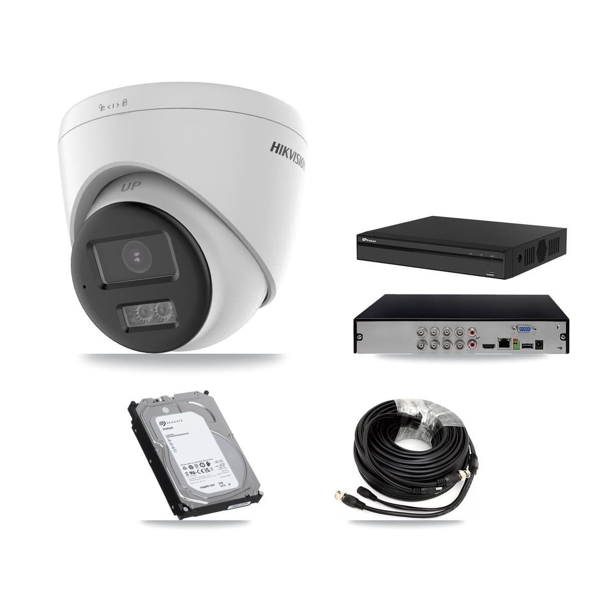 Hikvision & Prolux 8-Channel 5MP CCTV Kit — 5 DS-2CE78K0T-LTS Turret Cameras + 6TB Recording (PXD-5108HS-4K/X1 Recorder)