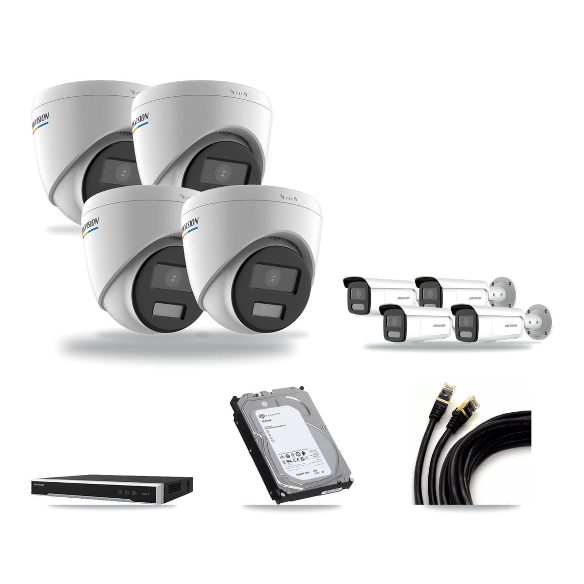 Hikvision 16-Channel 2MP – 4MP CCTV Kit — 4 2MP Turret + 4 4MP Bullet Cameras + 6TB Recording (DS-7616NI-M2 Recorder) - Image 1