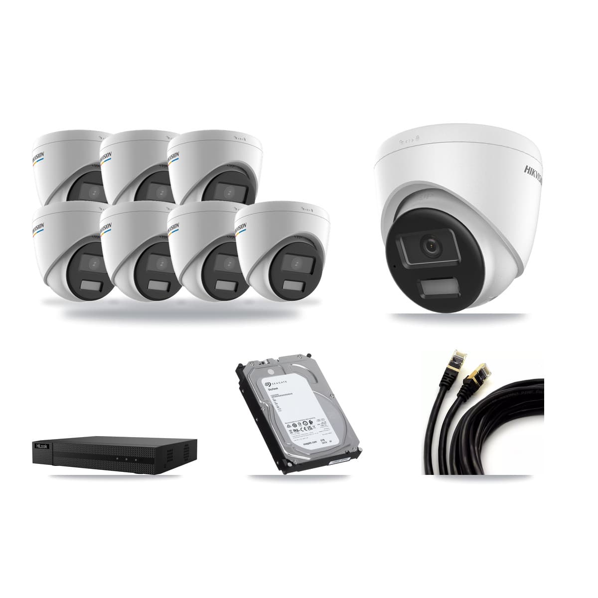 Hikvision & HiLook 8-Channel 2MP – 4K CCTV Kit — 7 2MP + 1 4K Turret Cameras + 6TB Recording - Image 1