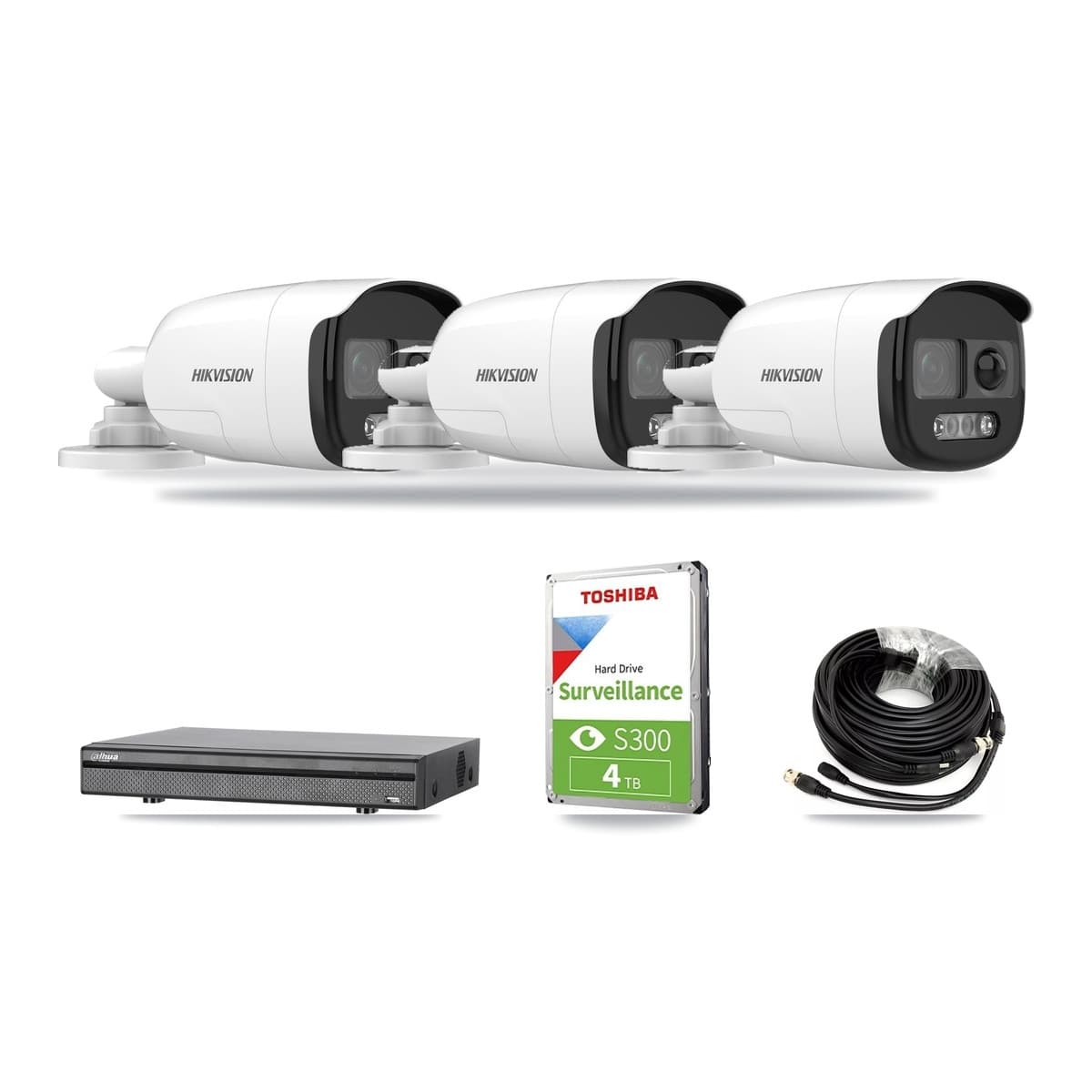 Hikvision & Dahua 8-Channel 5MP CCTV Kit — 3 DS-2CE12KF3T Bullet Cameras + 4TB Recording - Image 1