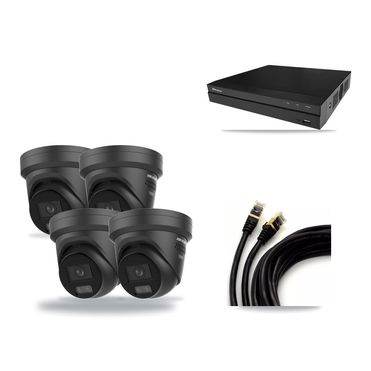 Hikvision & Prolux 8-Channel 4K CCTV Kit — 4 Black Turret Cameras + 3TB Recording - Image 1