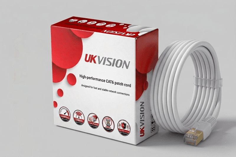 UKVISION Cat6 RJ45 Ethernet Patch Cable 20m White 1Gbps CCA