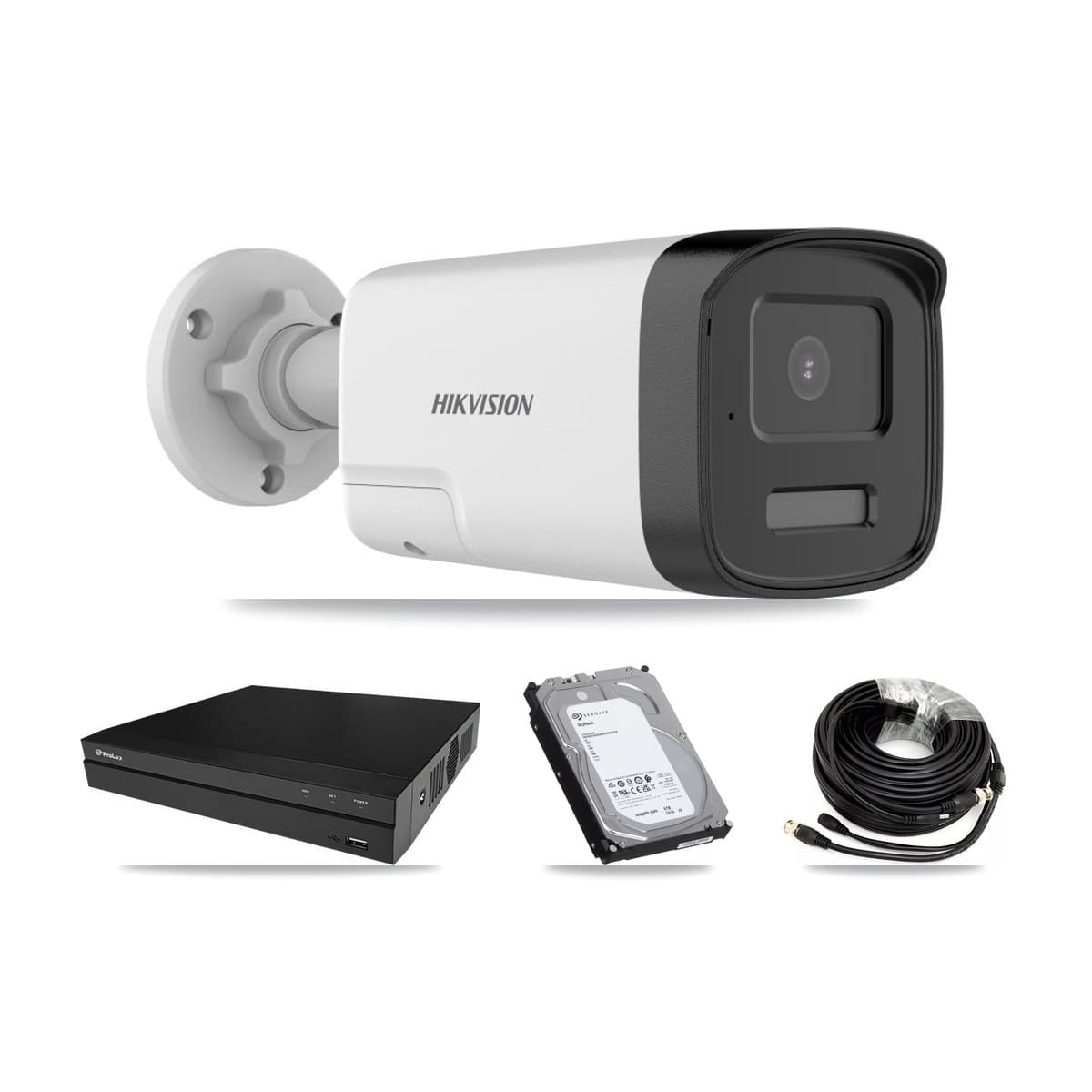 Hikvision & Prolux 8-Channel 5MP CCTV Kit — 4 DS-2CE17K0T Bullet Cameras + 6TB Recording (PXD-5208AN Recorder)