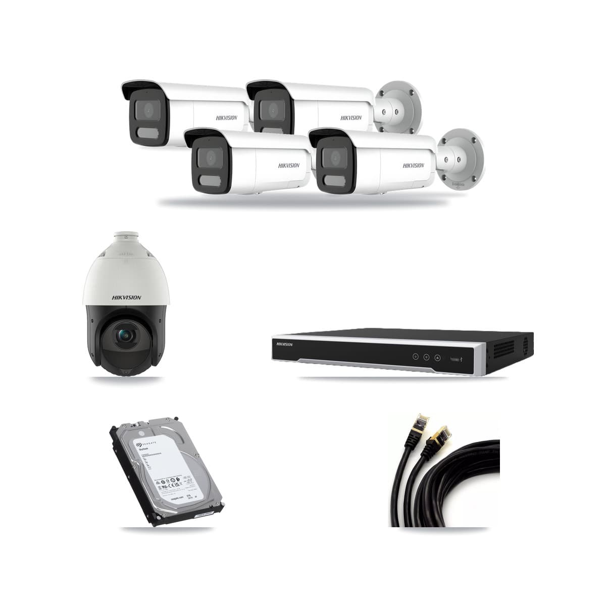 Hikvision 16-Channel 4MP CCTV Kit — 4 Bullet + 1 PTZ Cameras + 6TB Recording (DS-7616NI-M2 Recorder) - Image 1