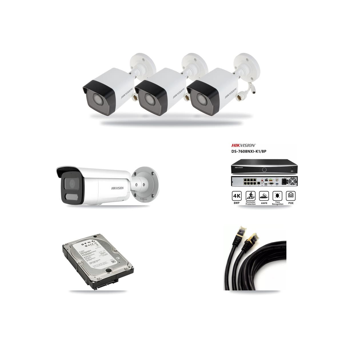 Hikvision 8-Channel 4MP – 5MP CCTV Kit — 3 5MP + 1 4MP Bullet Cameras + 5TB Recording - Image 1
