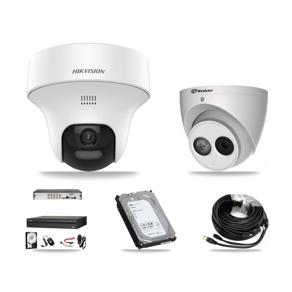8-Channel 4MP – 5MP CCTV Kit — 2 DS-2CE70K0T 5MP + 2 PXC-612C4W-A 4MP Turret Cameras + 6TB Recording (XVR-3108AD Recorder) - Image 1