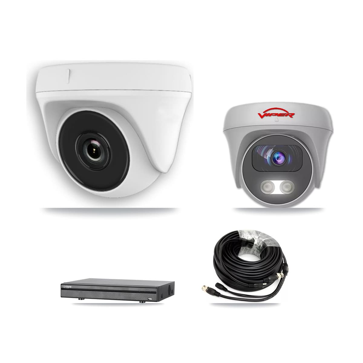 Viper & Dahua 8-Channel 2MP – 5MP CCTV Kit — 3 White 2MP Dome + 1 White 5MP Cameras + 3TB Recording (DH-XVR5108H Recorder)