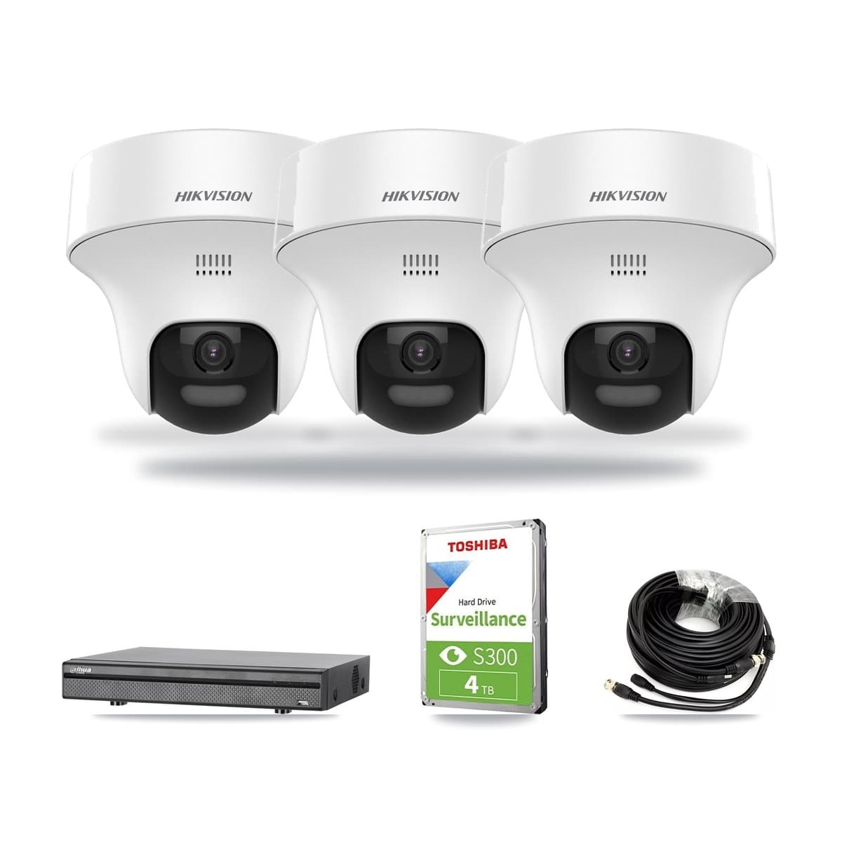 Hikvision & Dahua 8-Channel 5MP CCTV Kit — 3 DS-2CE70K0T Turret Cameras + 4TB Recording - Image 1