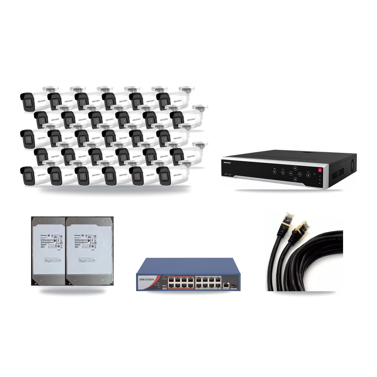 Hikvision 32-Channel 4K CCTV Kit — 30 Bullet Cameras + 2× 14TB Recording - Image 1