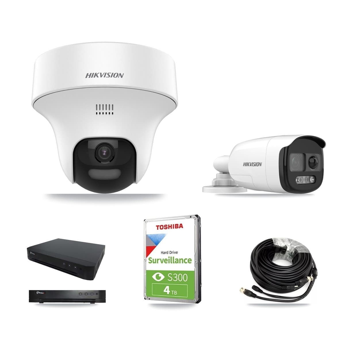 Hikvision & Prolux 16-Channel 5MP CCTV Kit — 1 DS-2CE12KF3T Bullet + 2 DS-2CE70K0T Turret Cameras + 4TB Recording