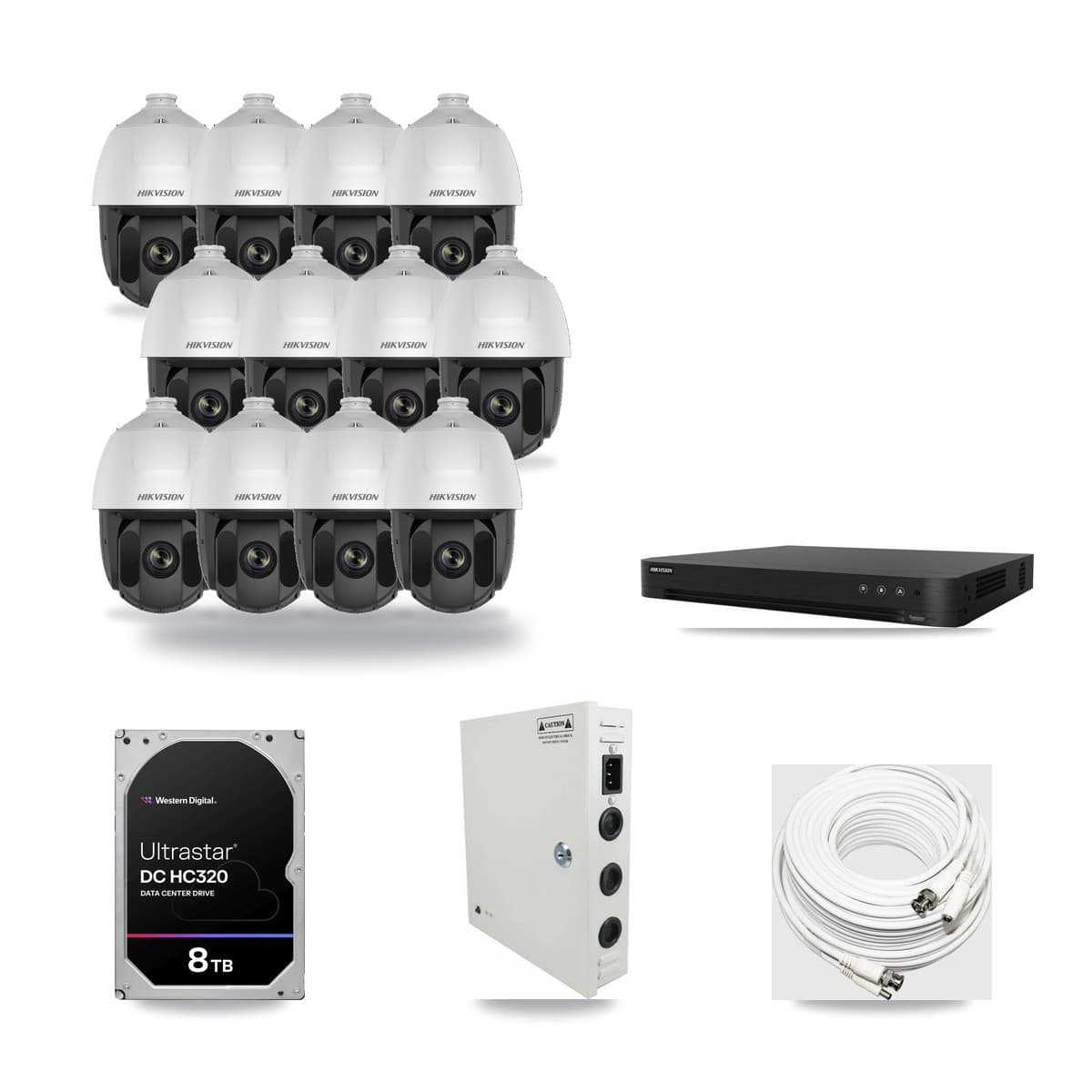 Hikvision 16-Channel 2MP CCTV Kit — 12 DS-2AE5225TI PTZ Cameras + 8TB Recording (DS-7216HGHI Recorder) - Image 1