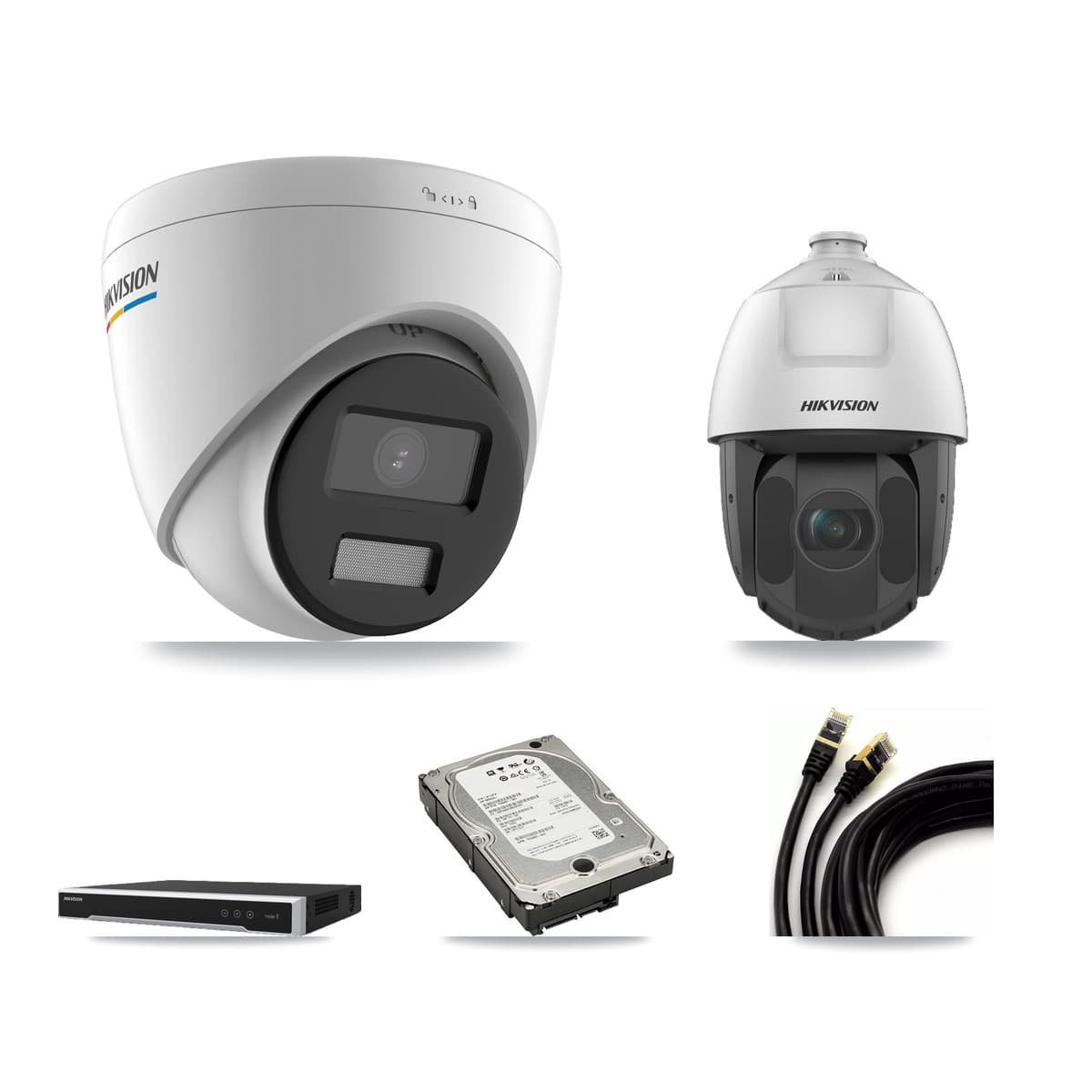 Hikvision 16-Channel 2MP CCTV Kit — 6 Turret + 1 PTZ Cameras + 5TB Recording (DS-7616NI-M2 Recorder)