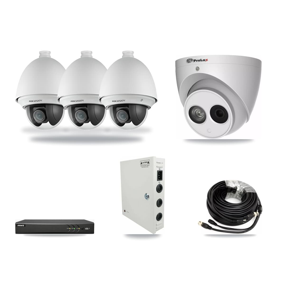 4-Channel 2MP – 4MP CCTV Kit — 3 2MP PTZ + 1 4MP Turret Cameras + 3TB Recording (AN-DV4-8MP Recorder) - Image 1
