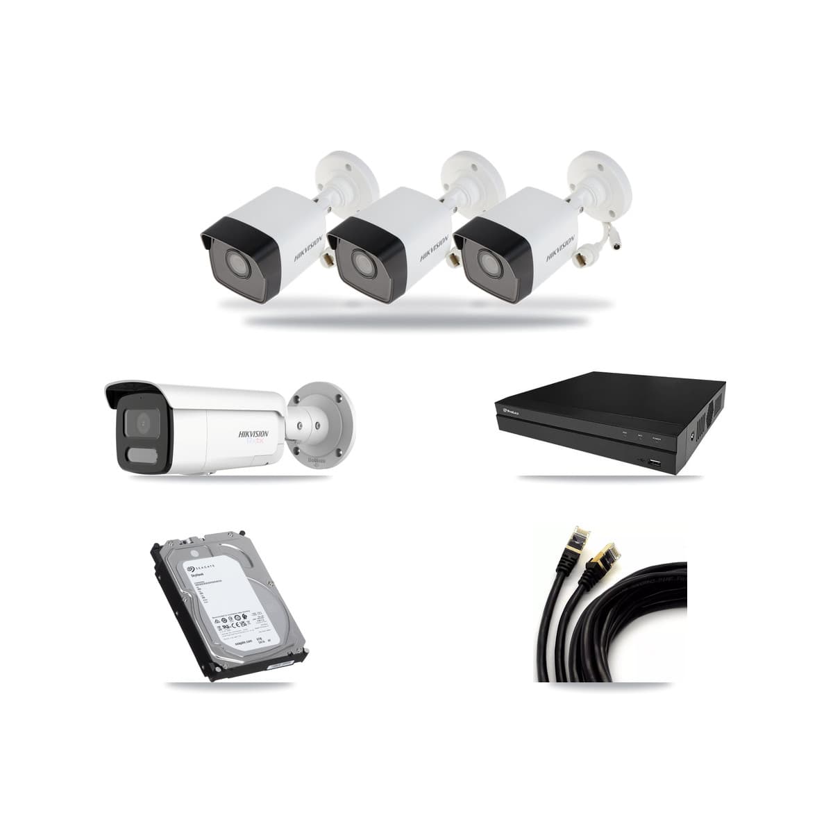 Hikvision & Prolux 8-Channel 5MP – 4K CCTV Kit — 3 5MP + 1 White 4K Bullet Cameras + 6TB Recording - Image 1